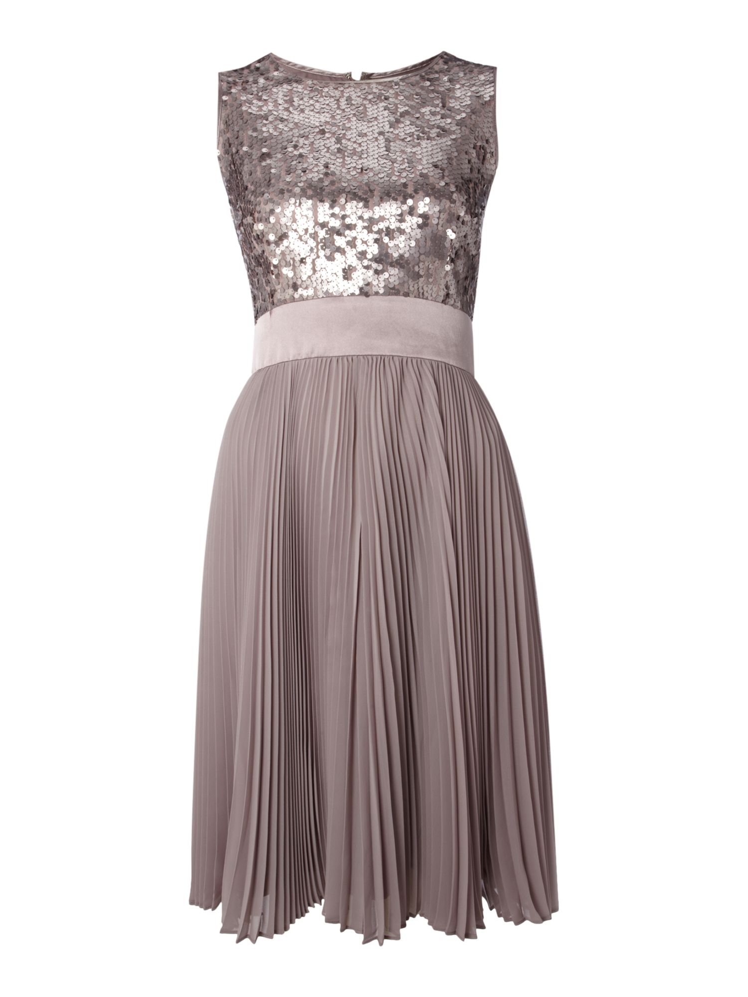 Eliza j Sequin Top Dress with Pleated Skirt in Natural | Lyst