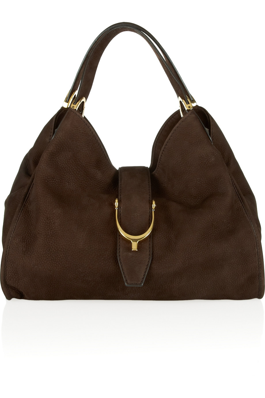 Gucci Soft Stirrup Nubuck Suede Shoulder Bag in Brown - Lyst