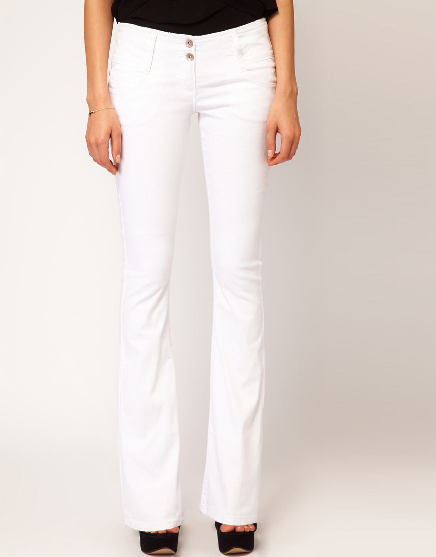 white super flare jeans