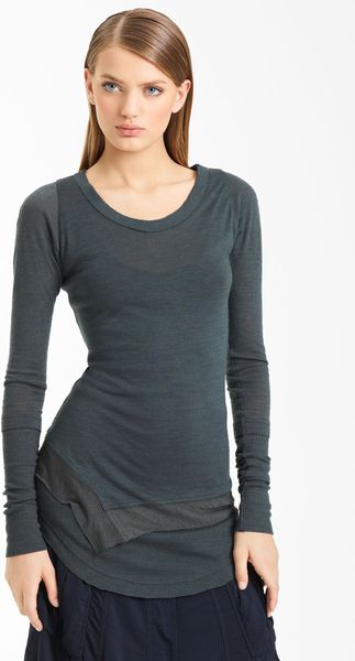 Donna Karan New York Collection Layered Jersey Top in Blue (mineral dk ...