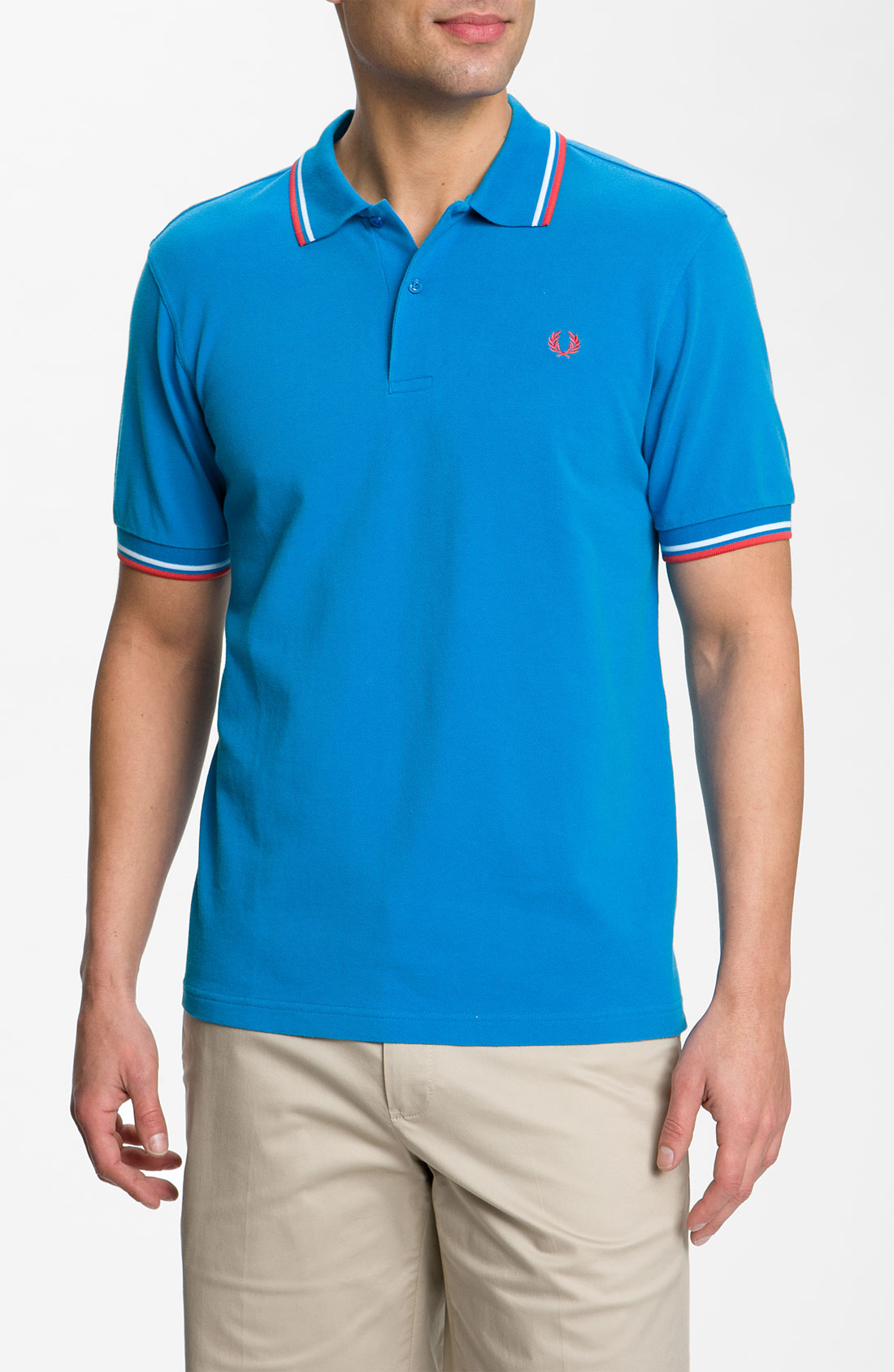 Fred Perry Spray Washed Polo Shirt in Blue for Men (aster/ white/ tropical red) Lyst