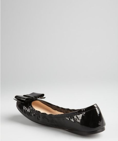 Prada Black Patent Leather Large Bow Ballet Flats in Black | Lyst