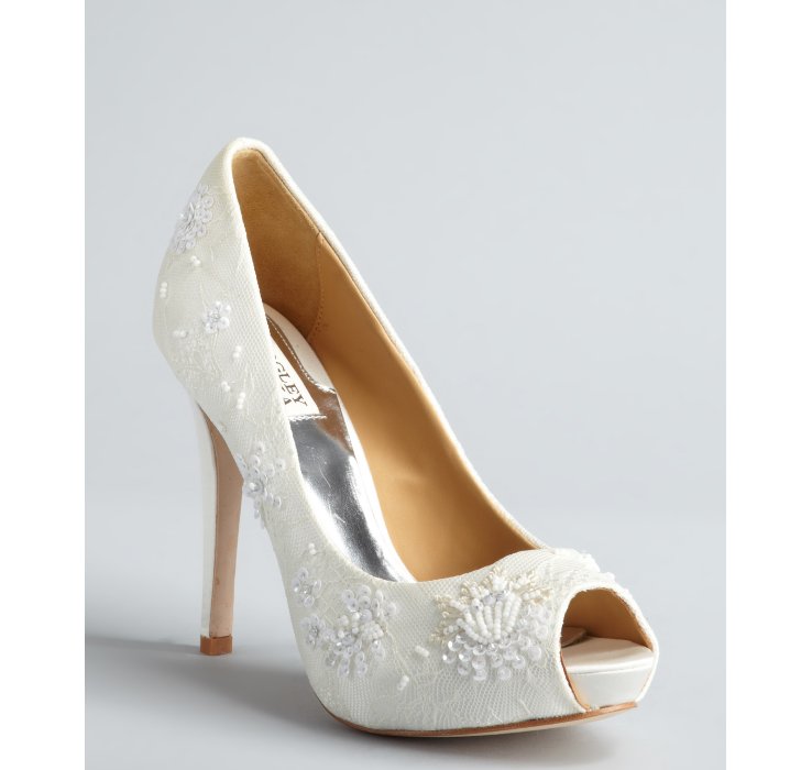 white pumps with lace
