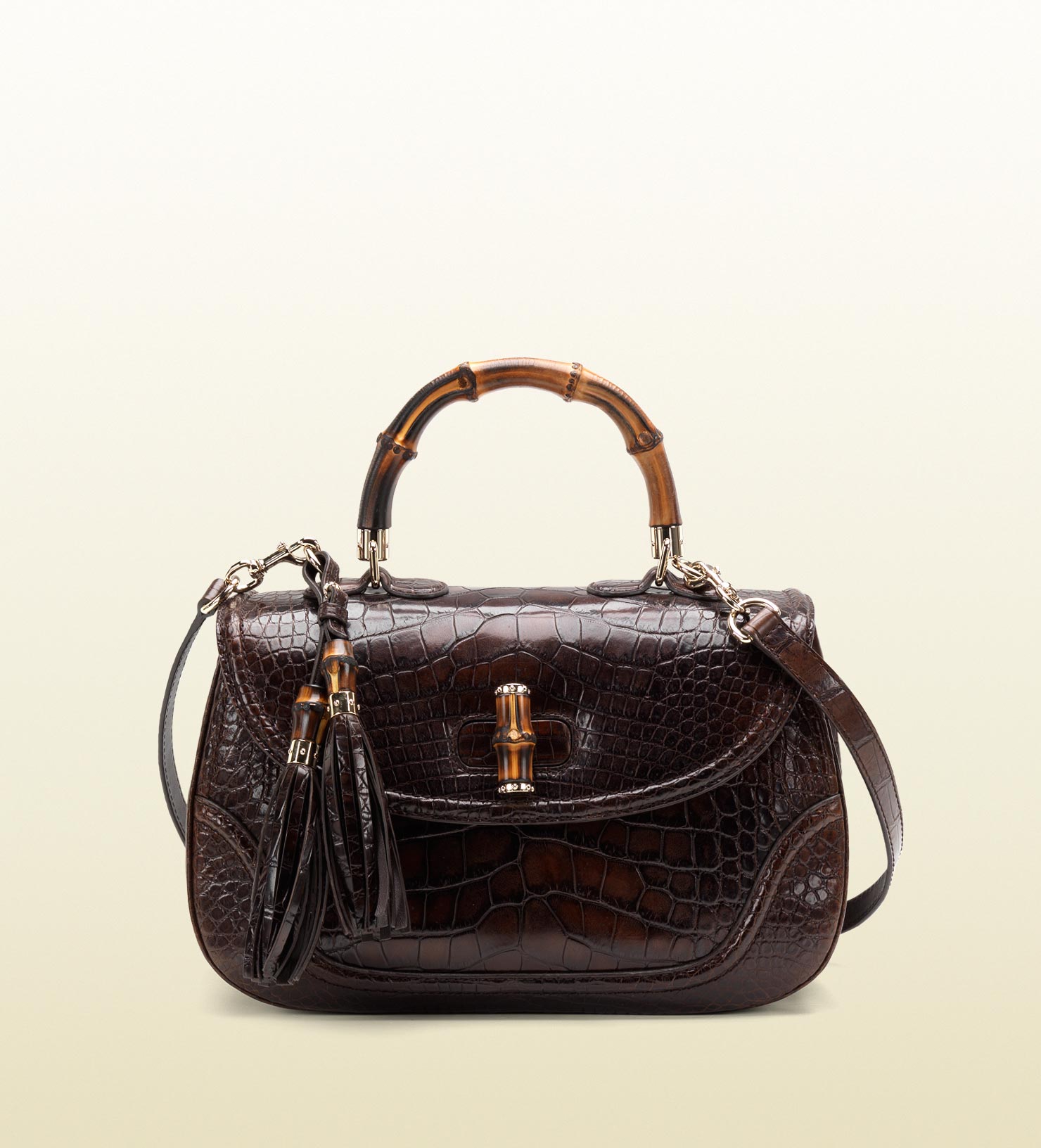 gucci crocodile bamboo bag