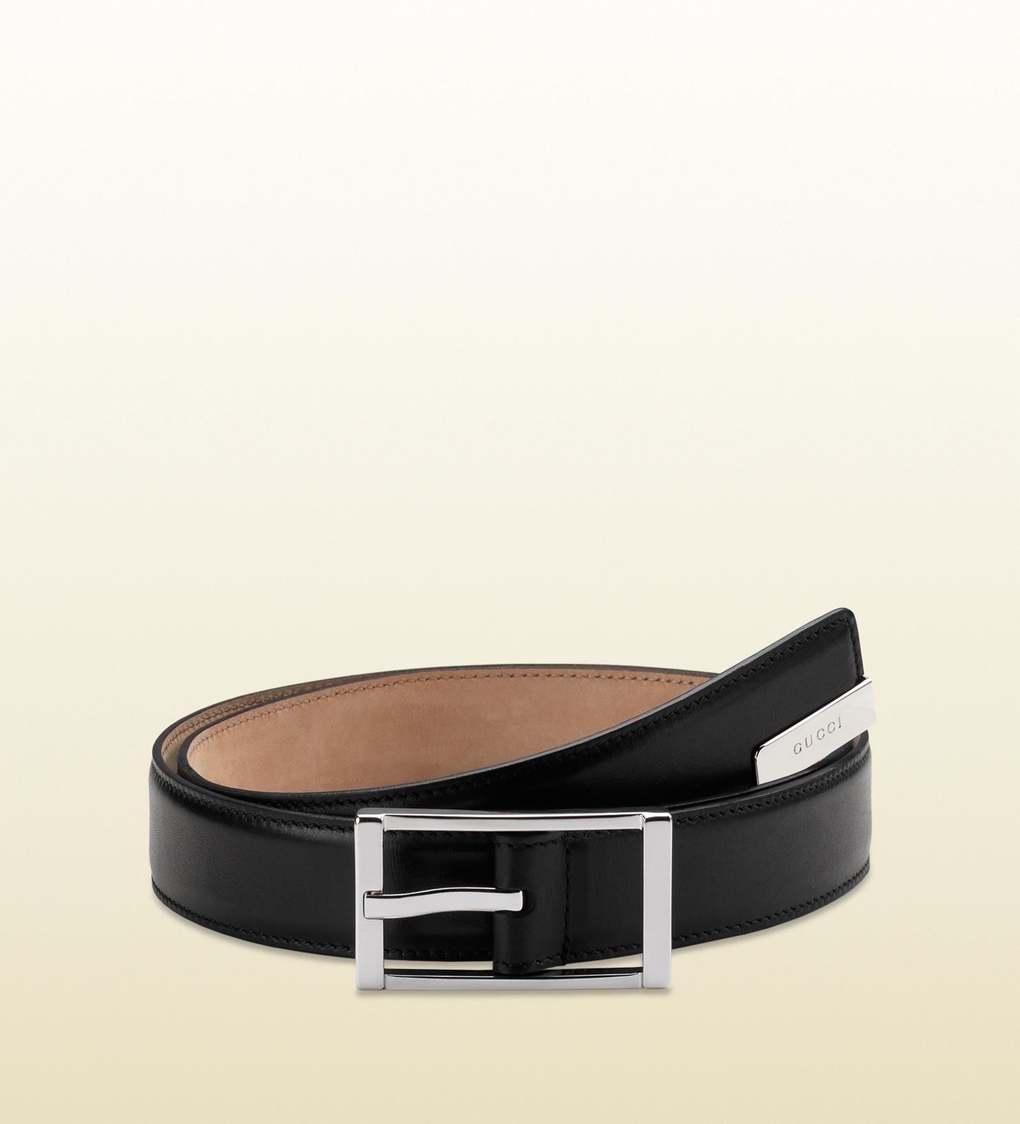 Lyst - Gucci Black Leather Belt With Rectangular Buckle in Black for Men