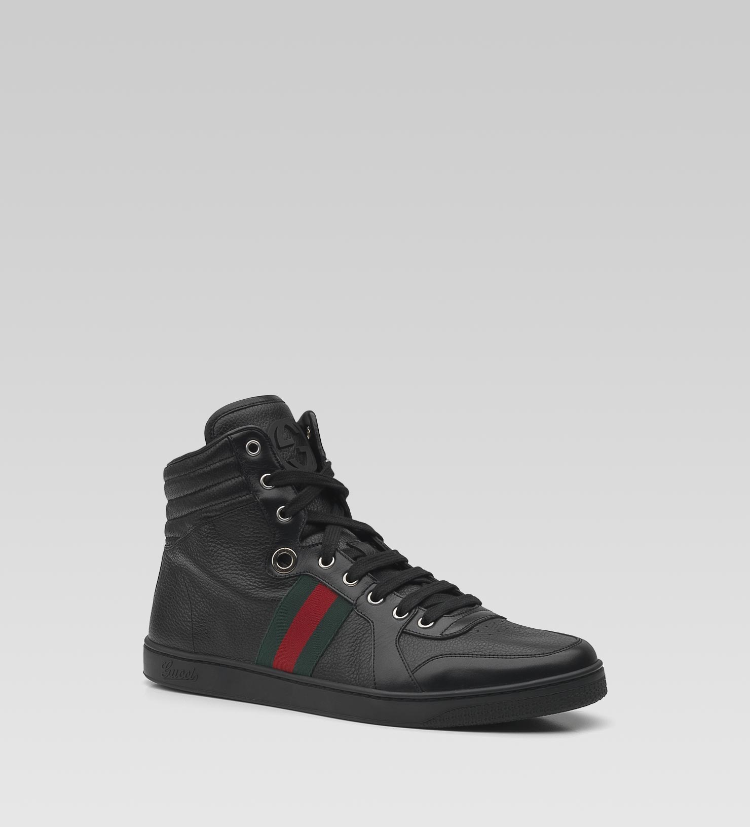 Gucci Hi-top Lace-up Sneaker With Interlocking G And Signature Web ...
