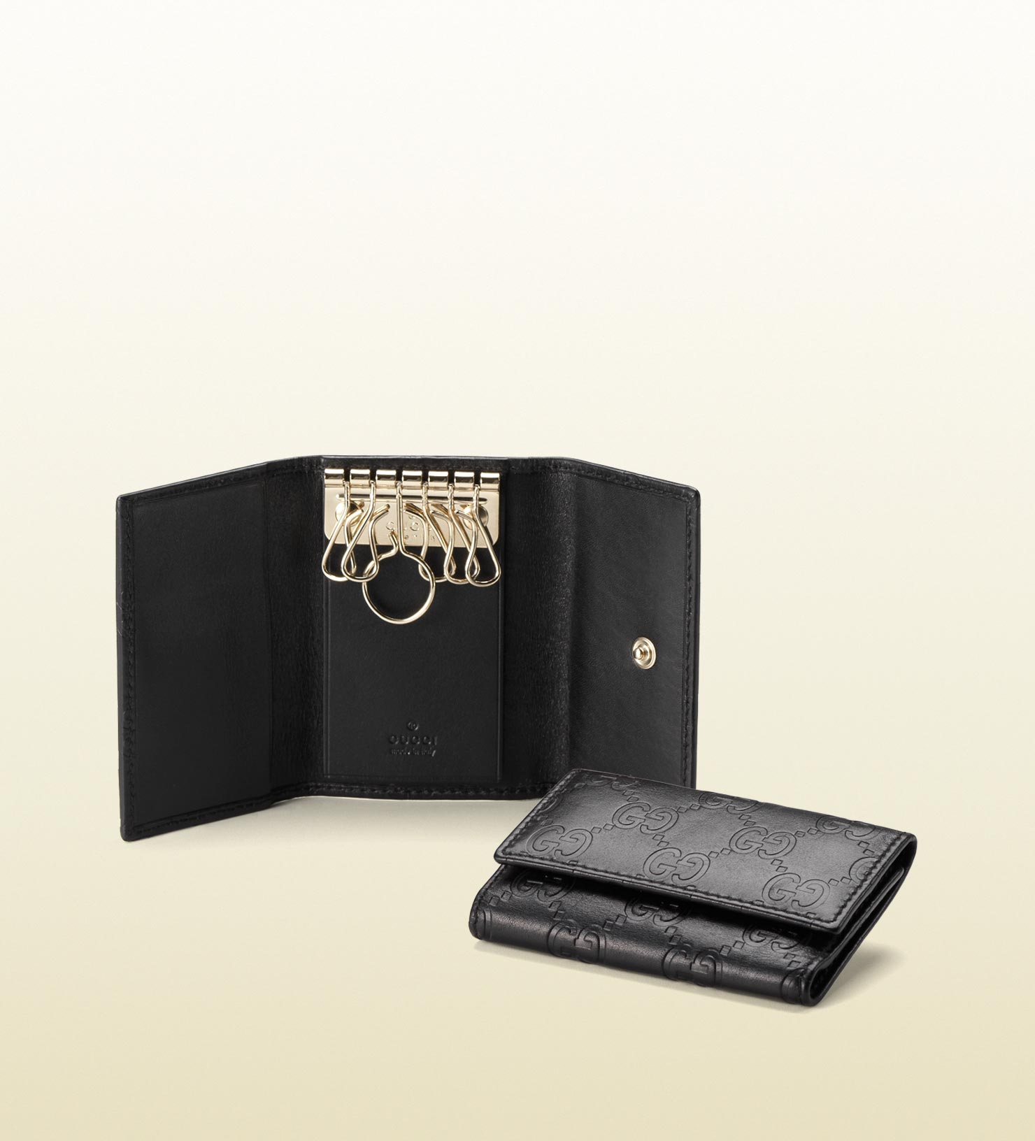 Gucci Sima Leather Key Case in Black 