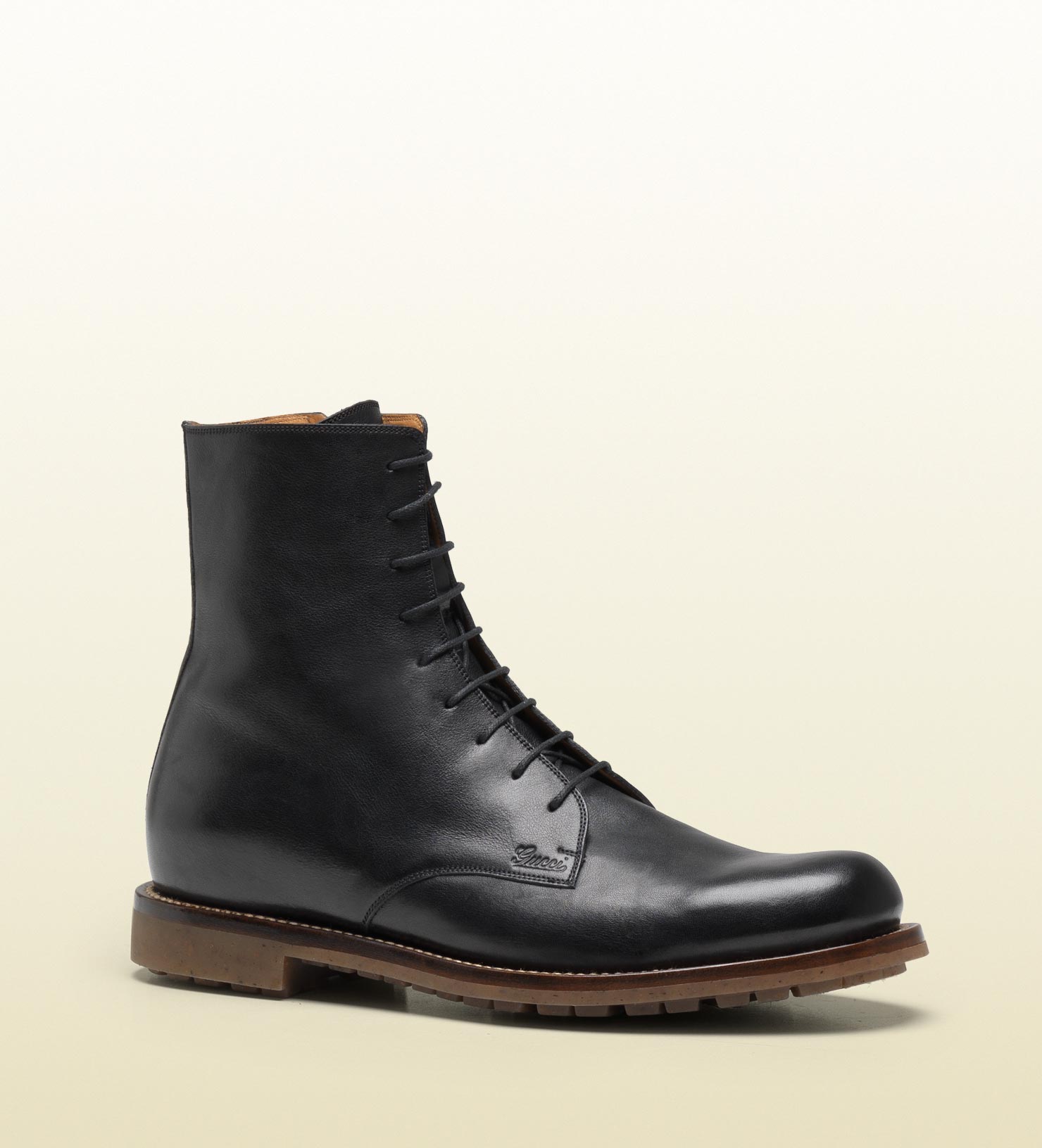 gucci leather combat boot