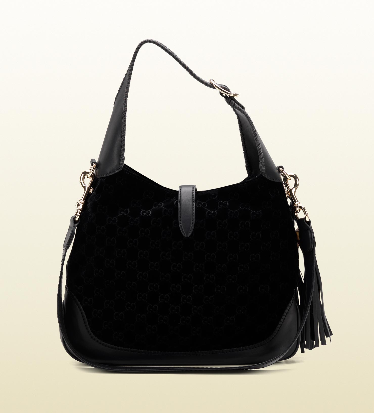 Lyst - Gucci New Jackie Gg Velvet Shoulder Bag in Black