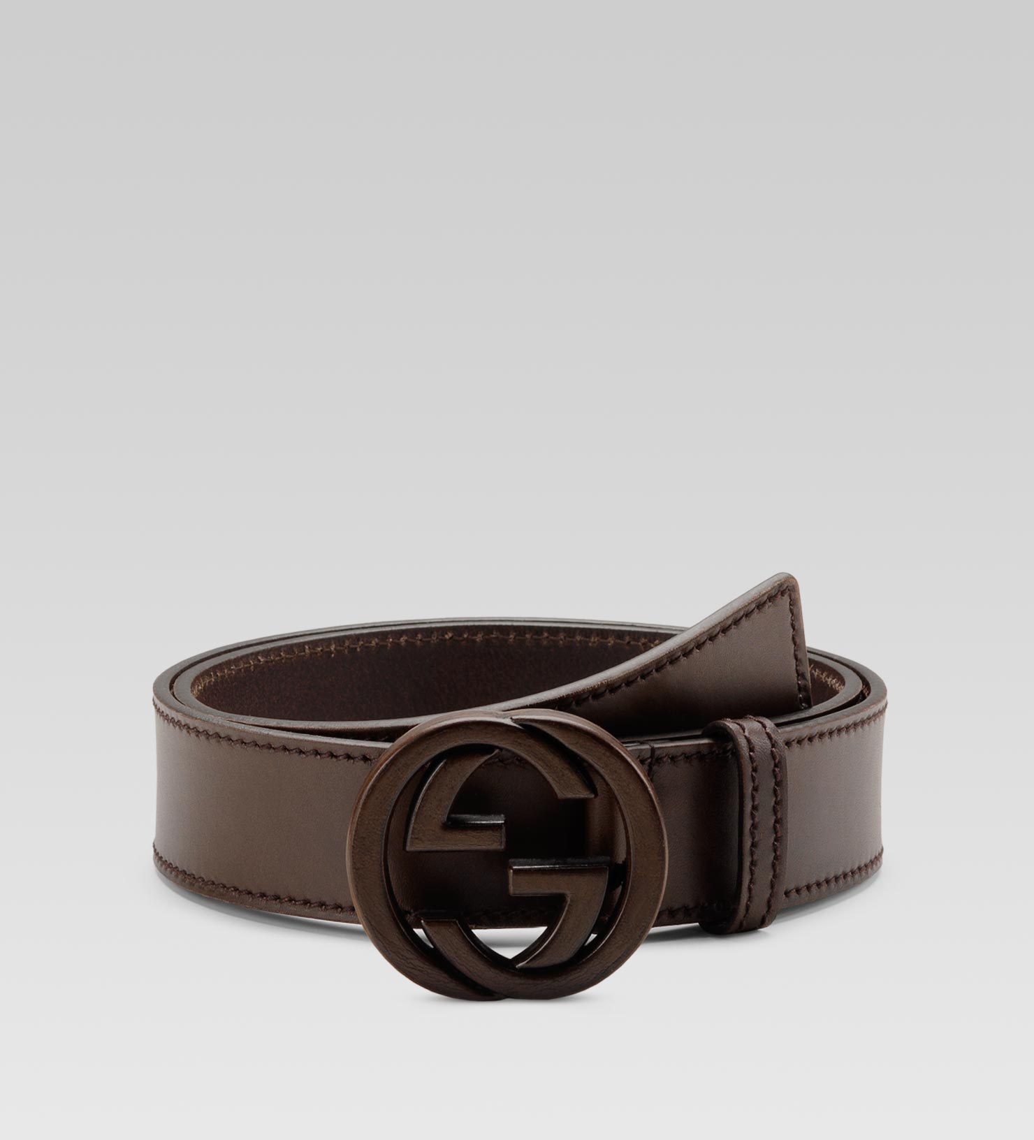 Lyst - Gucci Belt with Leather Interlocking G Buckle in Brown for Men