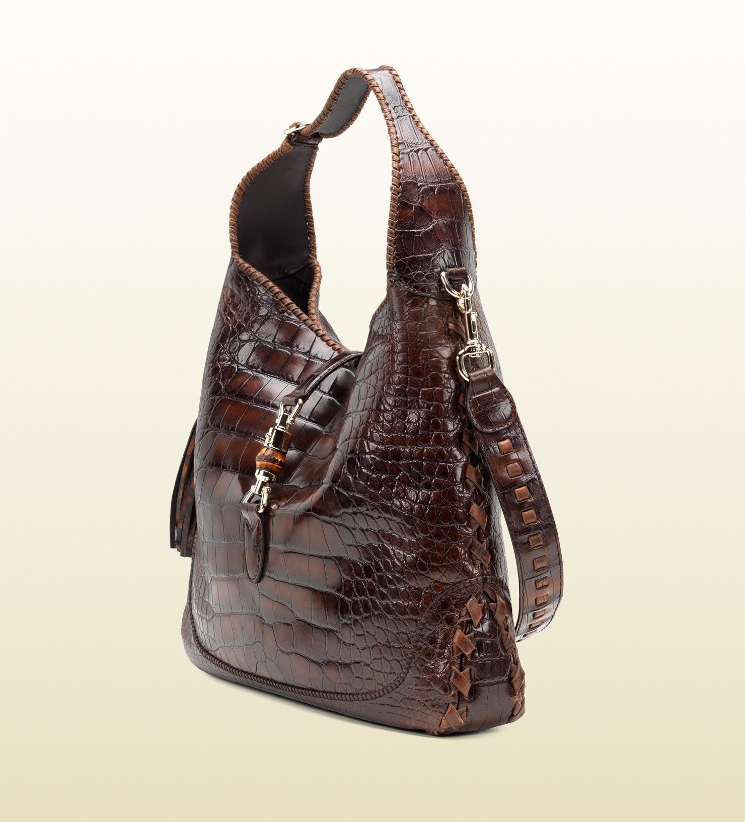 Gucci New Jackie Crocodile Shoulder Bag in Brown | Lyst