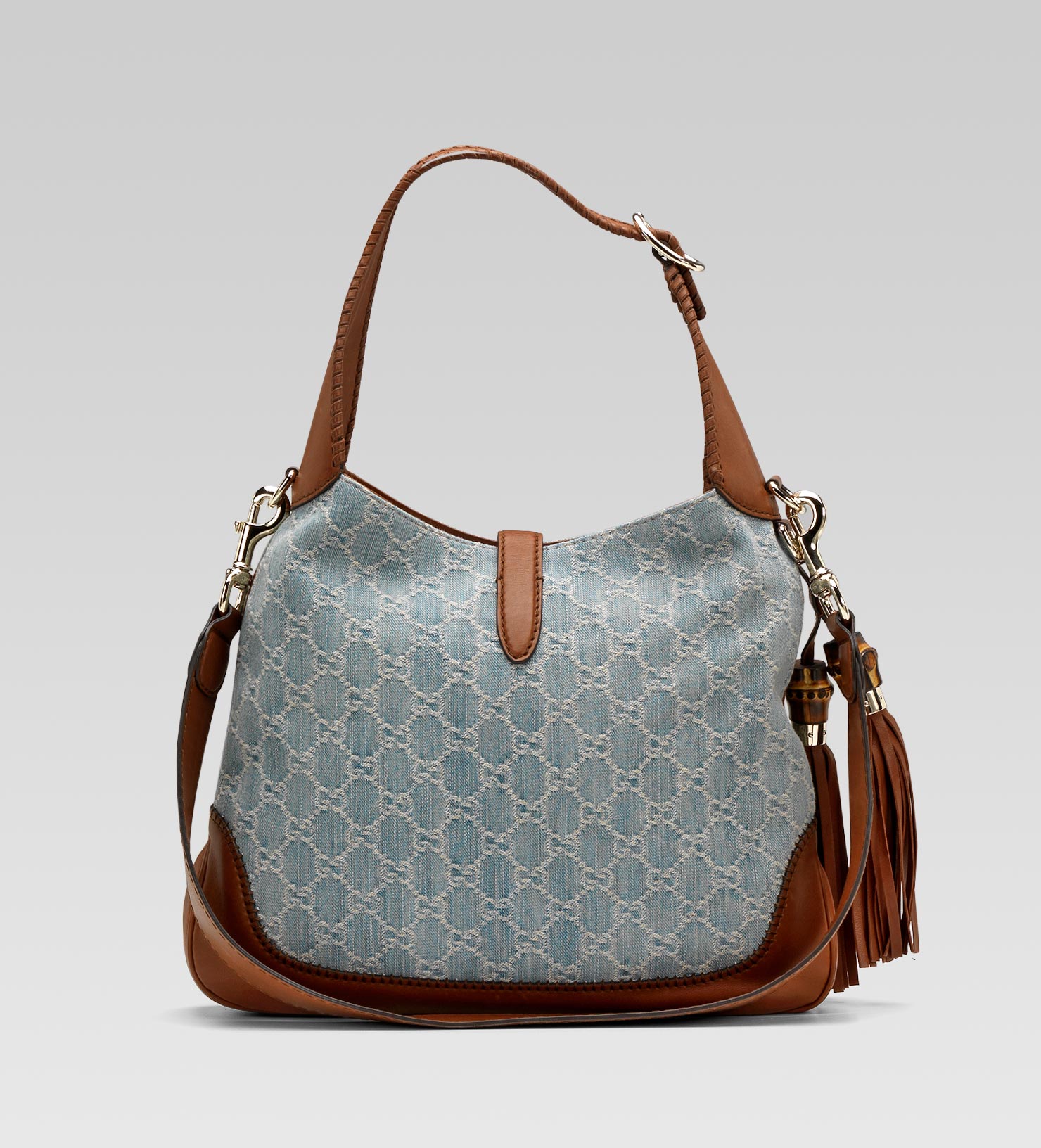 Gucci New Jackie Denim Gg Canvas Shoulder Bag in Blue - Lyst