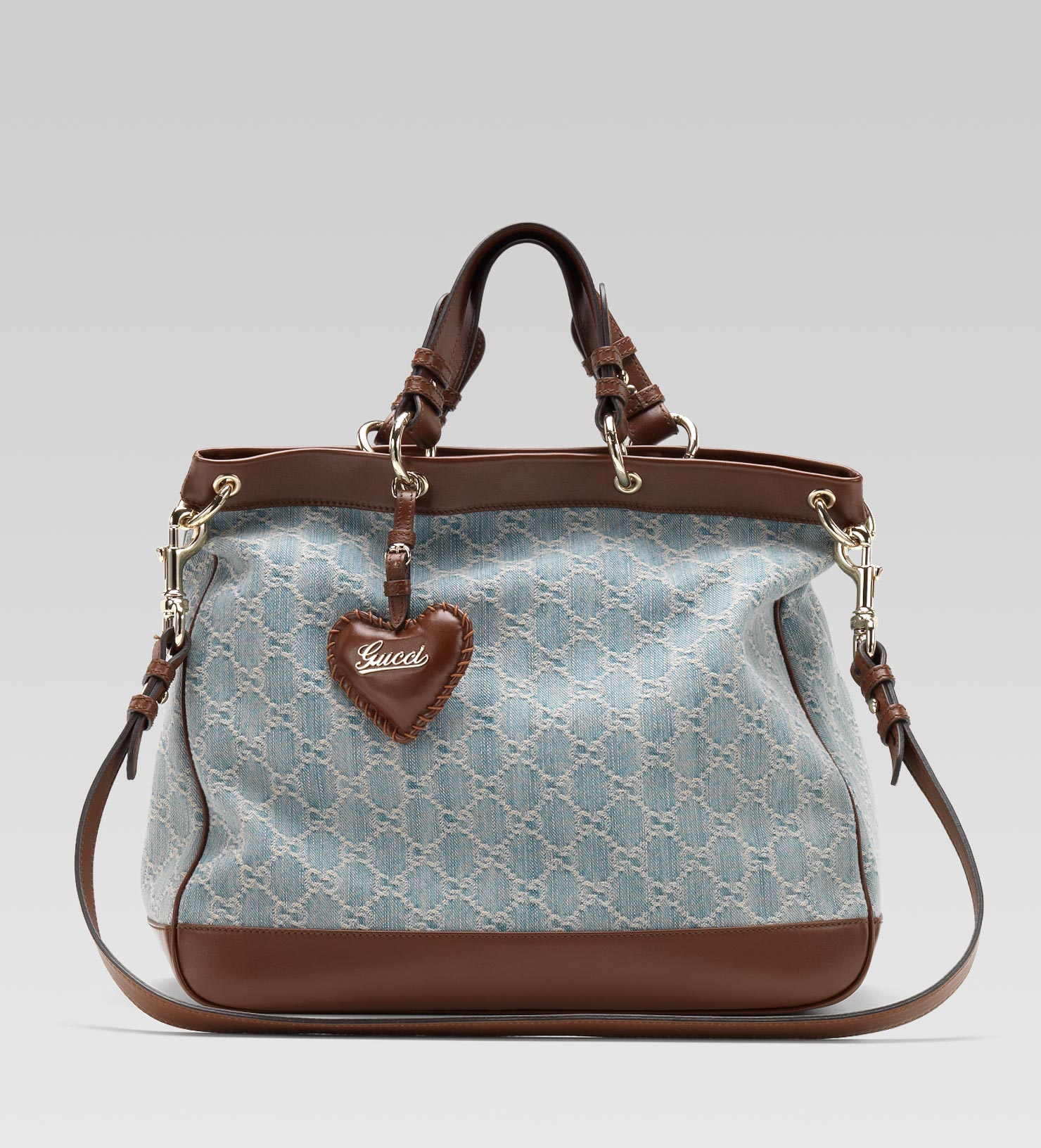 Gucci Valentine Bag with Hand Stitched Heartshaped Leather Charm and Gucci  Script Logo in Blue | Lyst