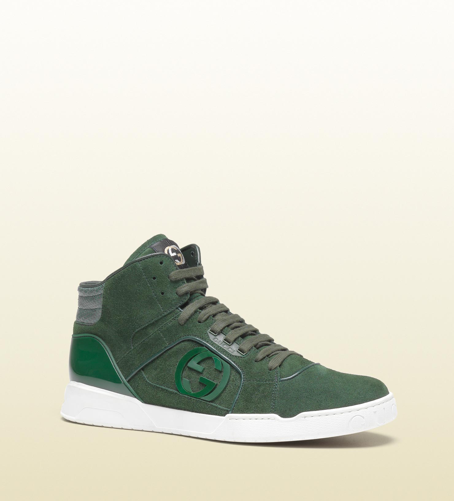 Gucci Hitop Sneaker with Interlocking G Detail in Green for Men - Lyst