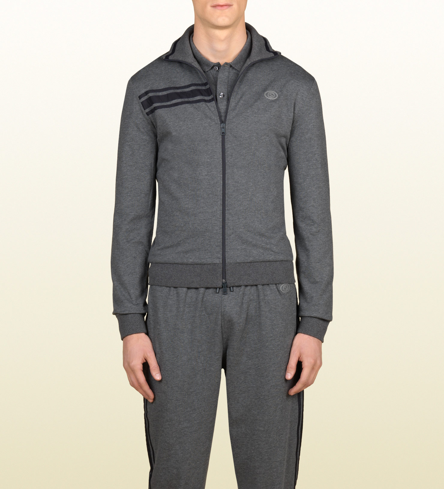 Gucci Interlocking G Patch Jacket in Gray for Men Lyst