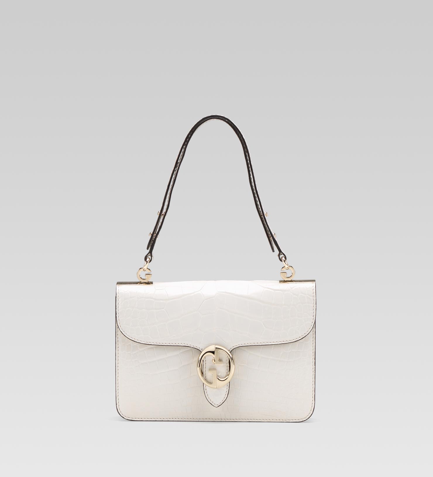Lyst - Gucci Off White Crocodile Top Handle Bag in White