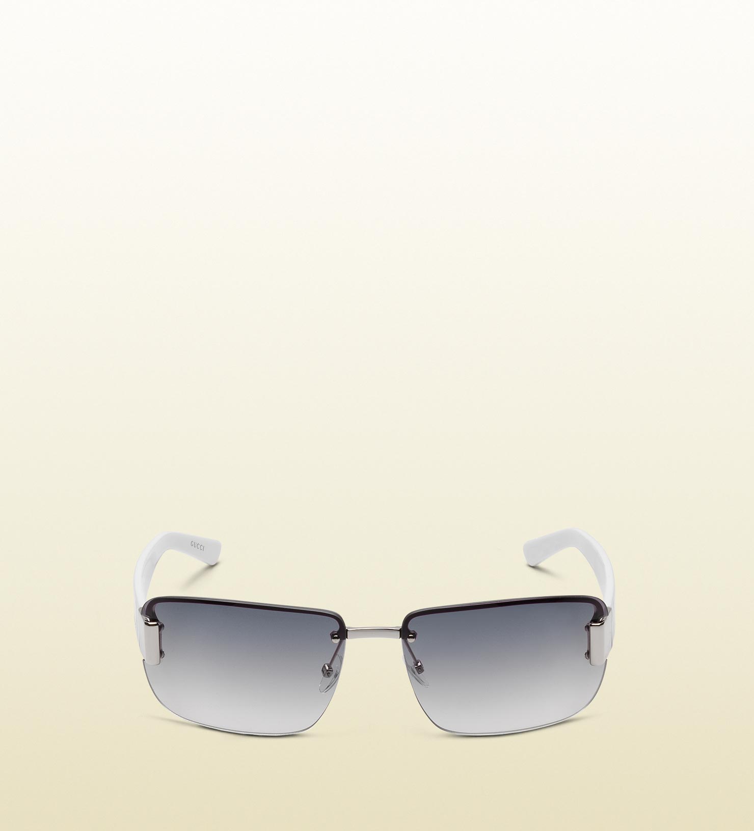 Baars produceren Ontvangst Gucci Medium Rimless Sunglasses With Logo And Signature Web Detail On  Temple in White for Men | Lyst