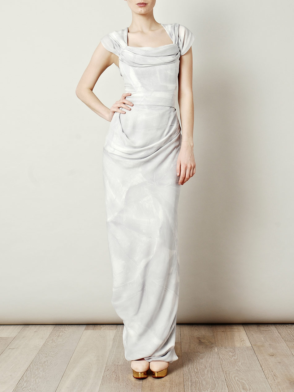 Vivienne Westwood Gold Label Fan Print Balltie Dress in Gray (grey) | Lyst