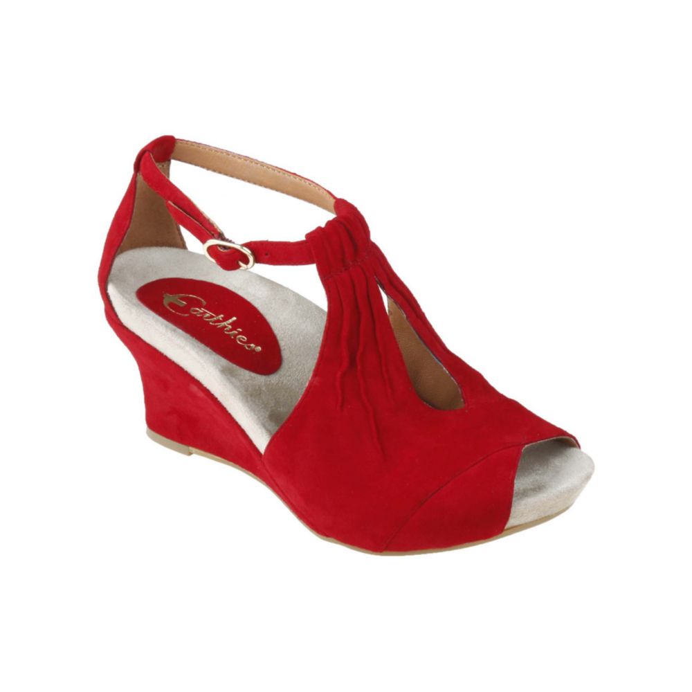 red wedge shoes