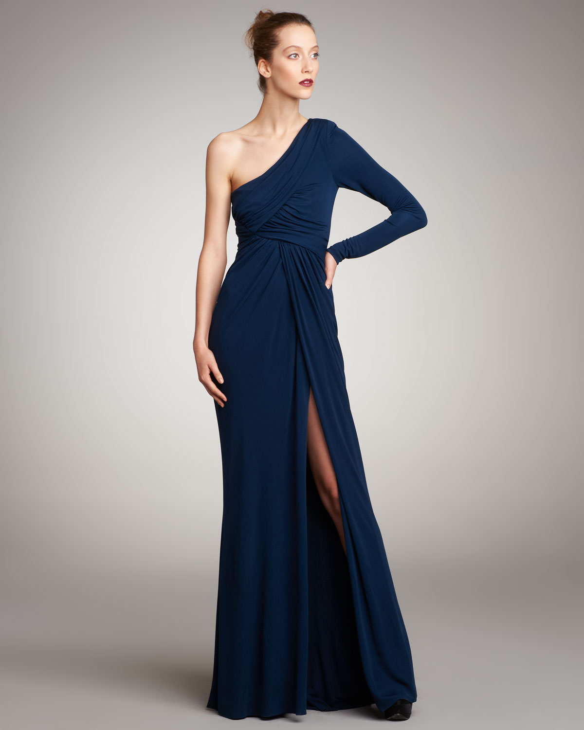 midnight blue long sleeve dress