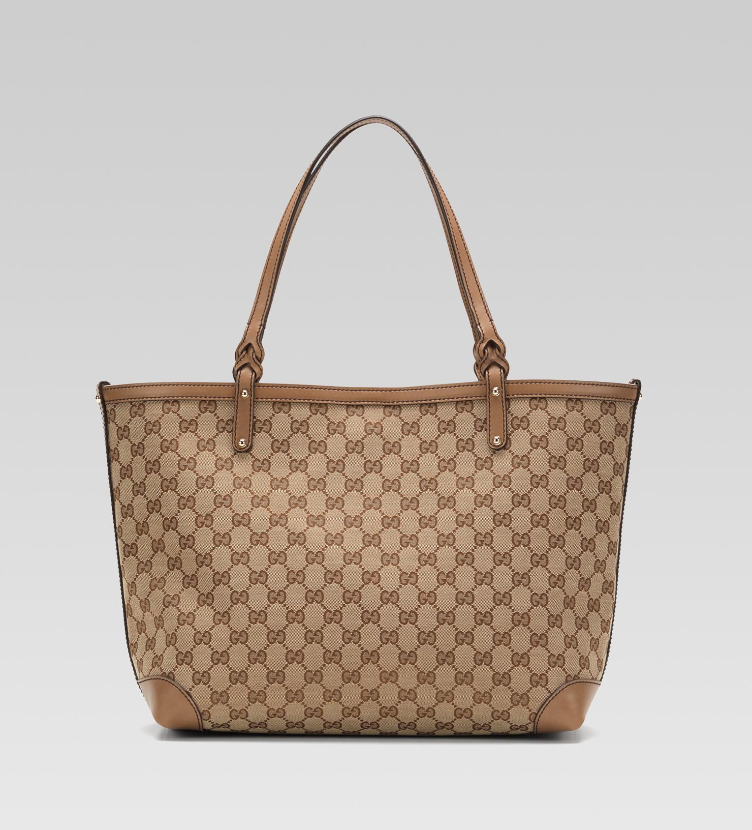 Authentic Gucci Brown GG Fabric Canvas Tote Bag