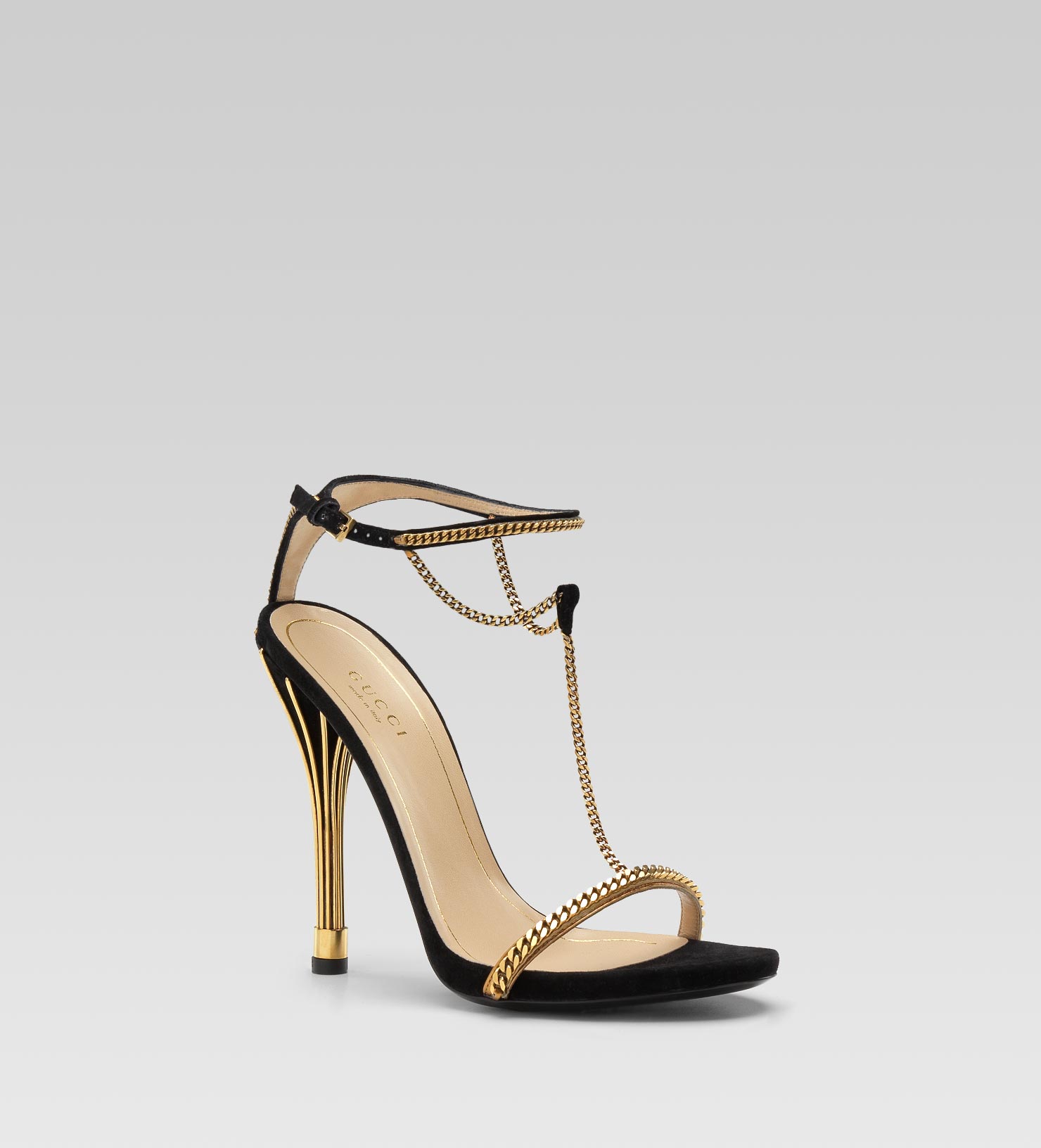 black and gold sandal heels