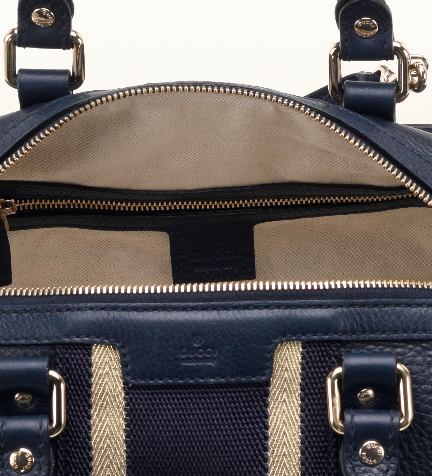 Gucci Vintage Web Boston Bag in Blue - Lyst