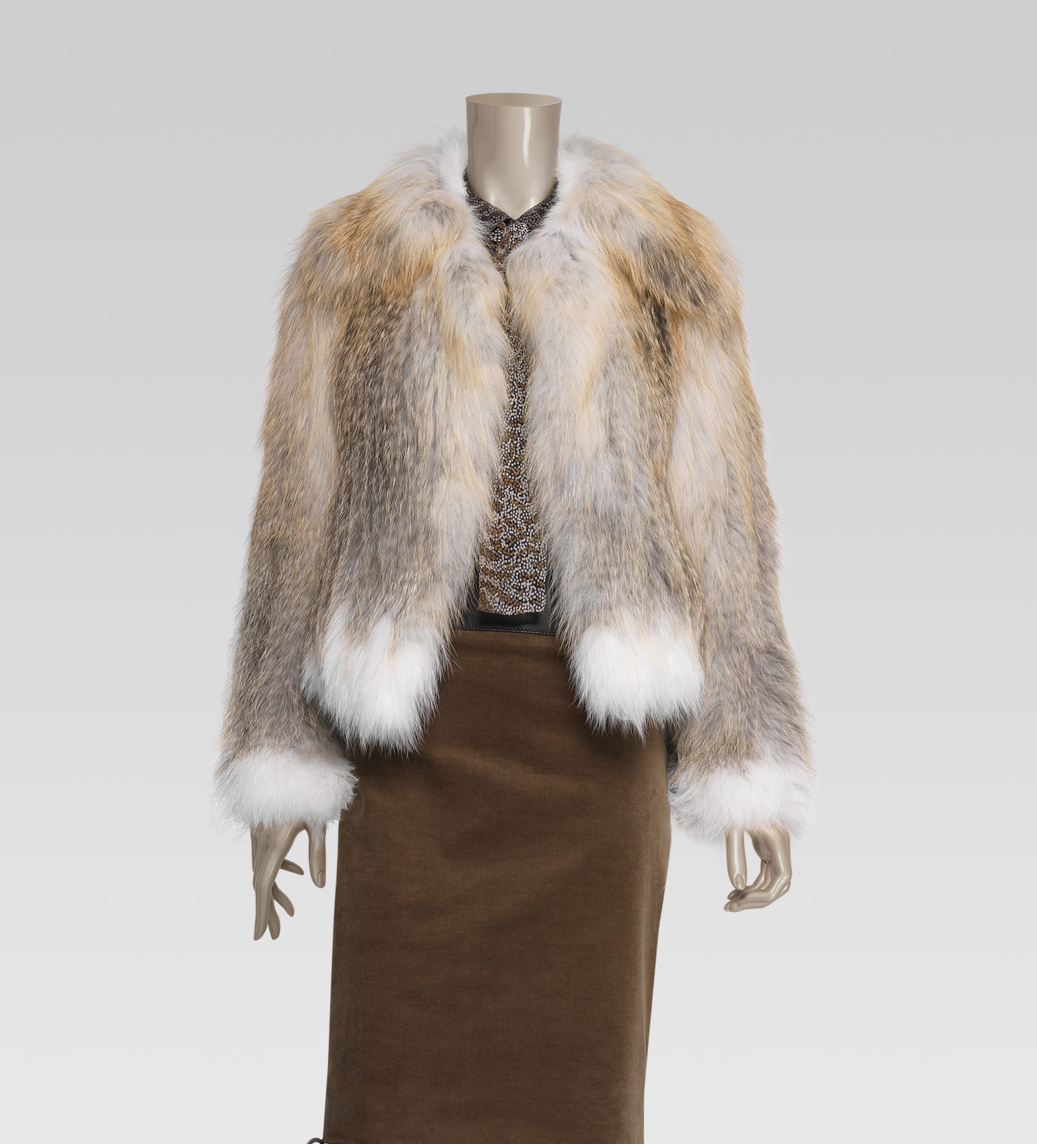 Gucci Doublebreasted Fur Jacket in Natural - Lyst