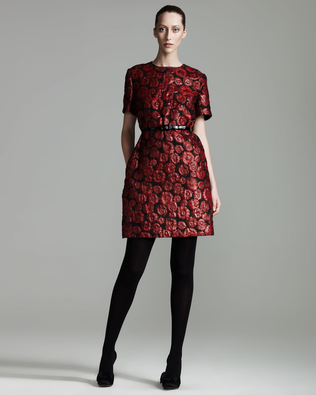 Lyst - Lanvin Floral Jacquard Dress in Red