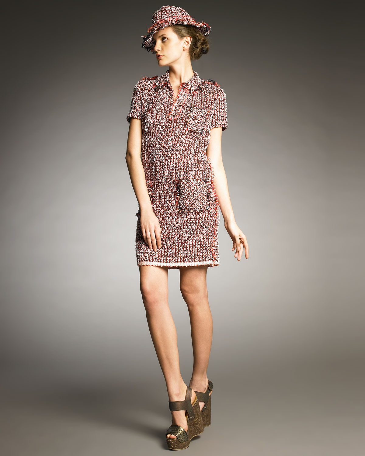 tweed dress red