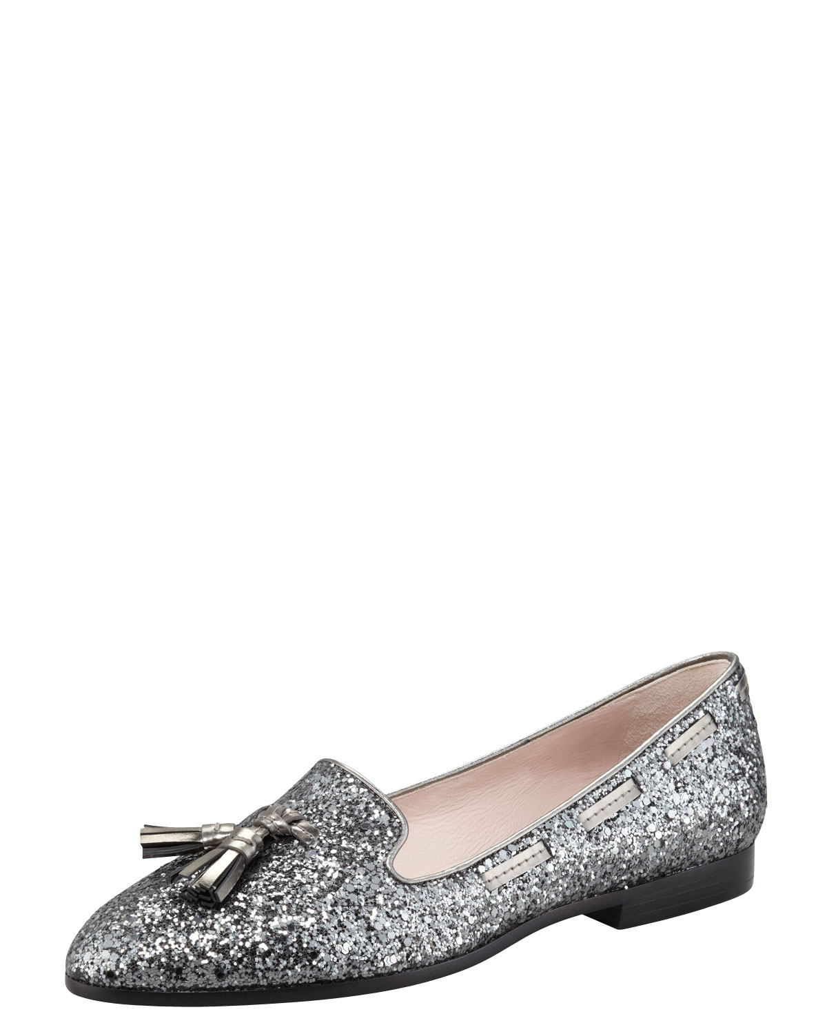 miu miu glitter loafers