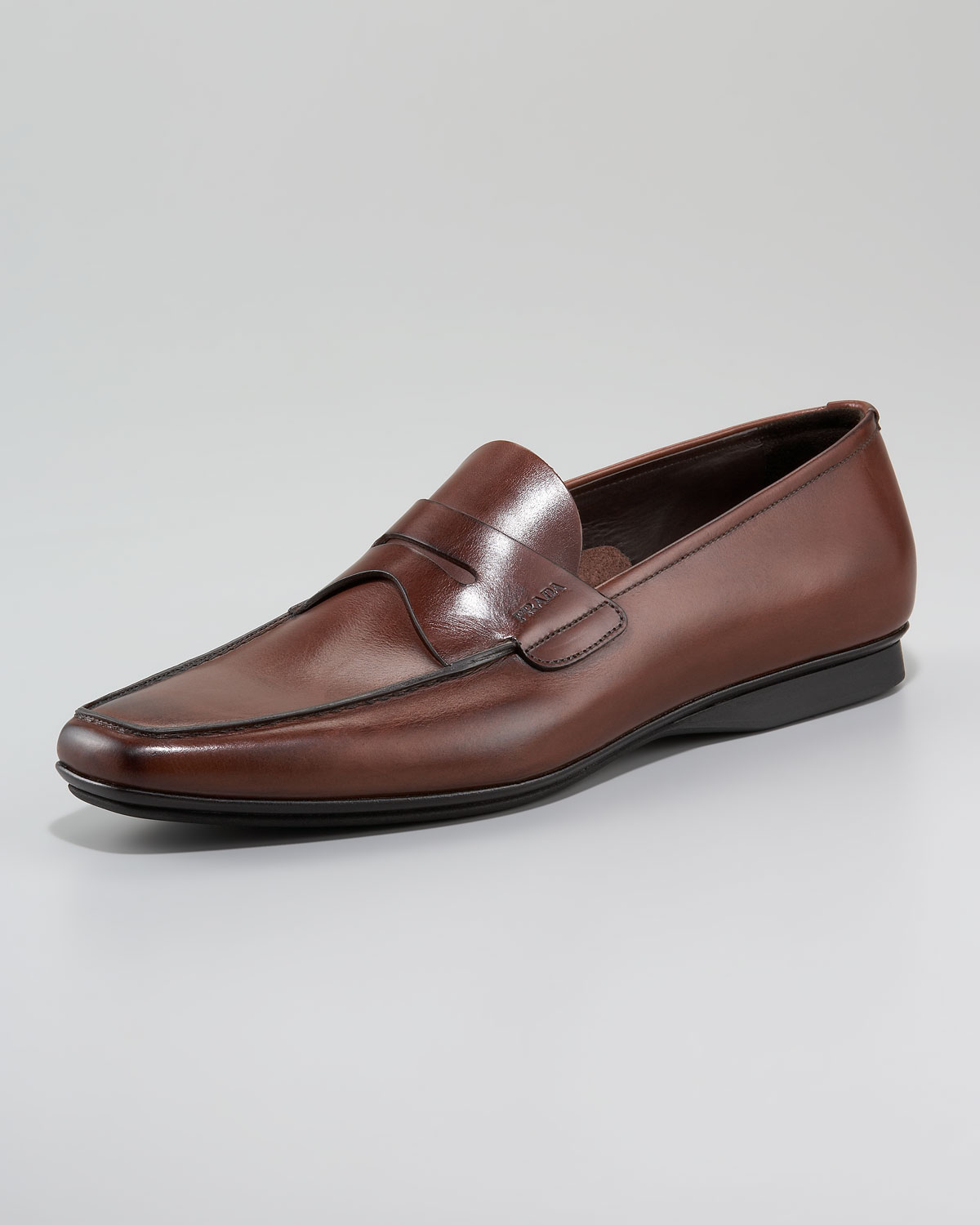 Lyst - Prada Leather Penny Loafer in Brown for Men