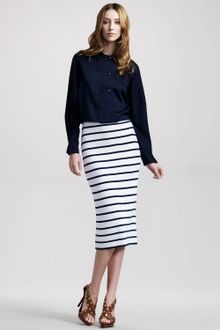 Dolce & Gabbana Striped Pencil Skirt in White (black) | Lyst