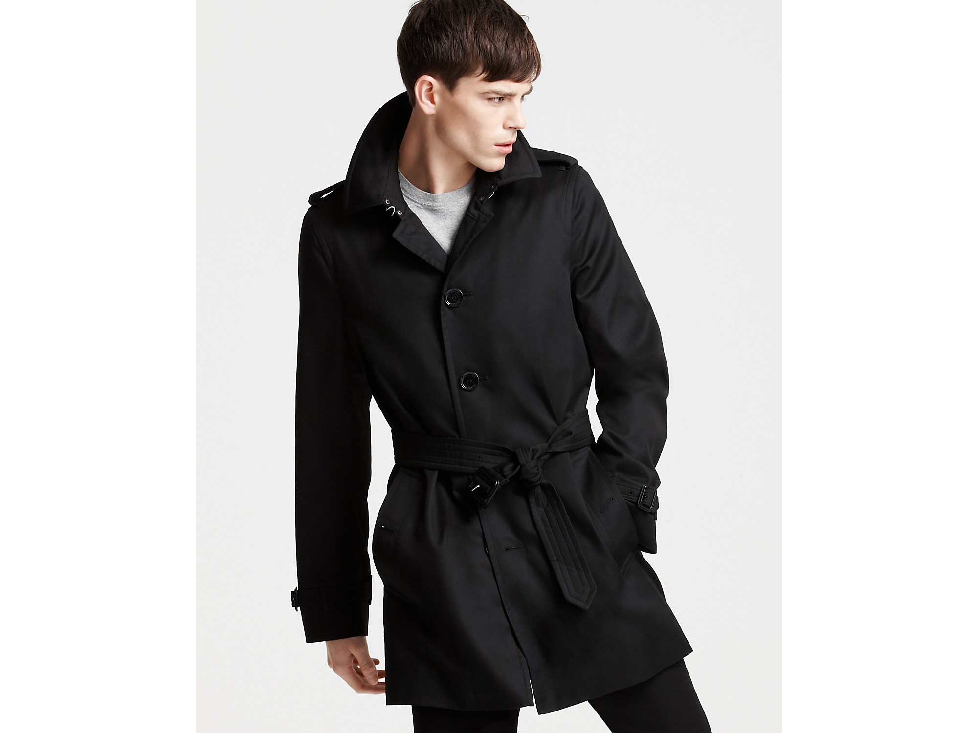Burberry London Single Breasted Trench Coat in Black for Men - Lyst