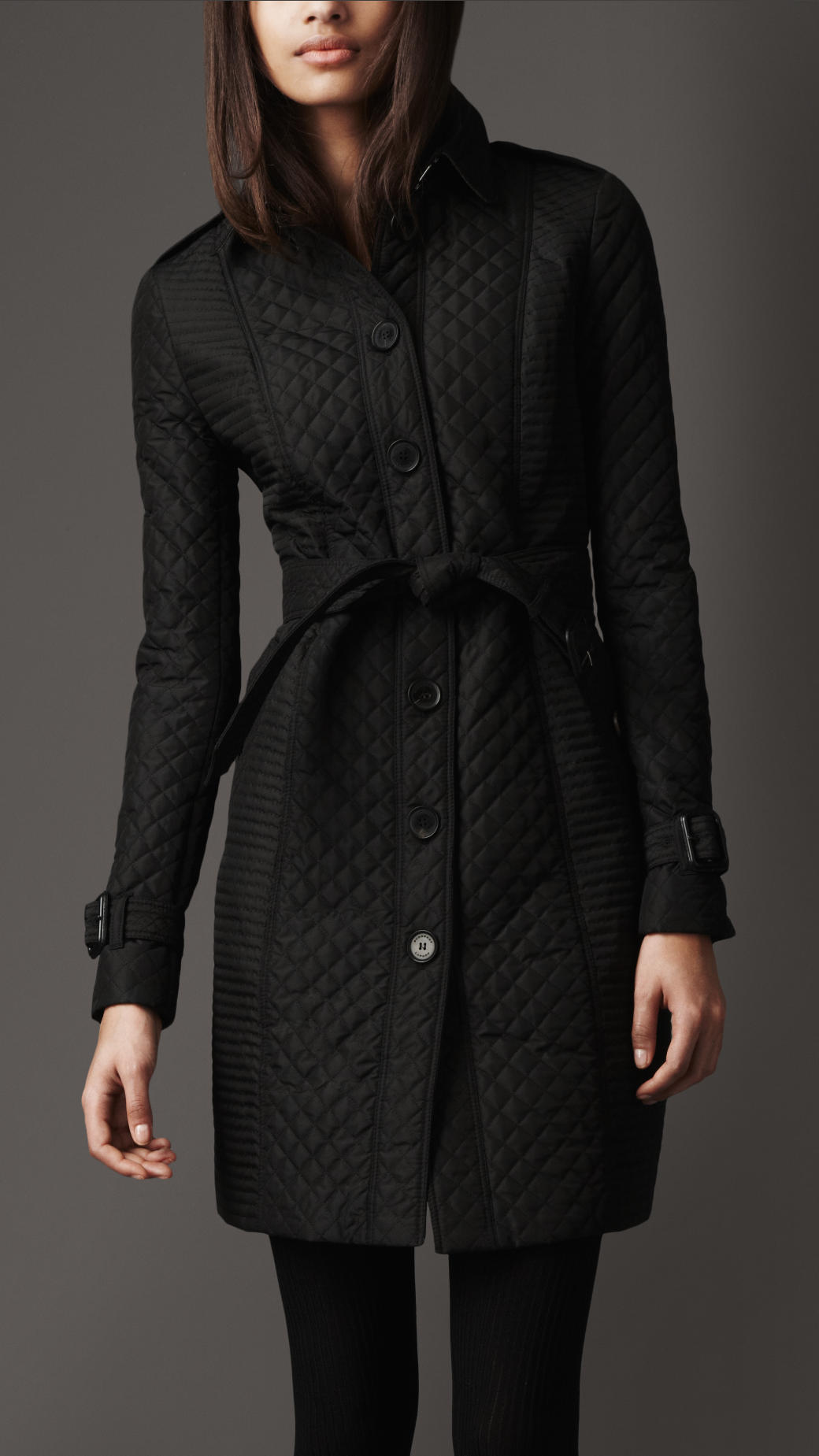 Black Quilted Long Coat | Hot Sex Picture