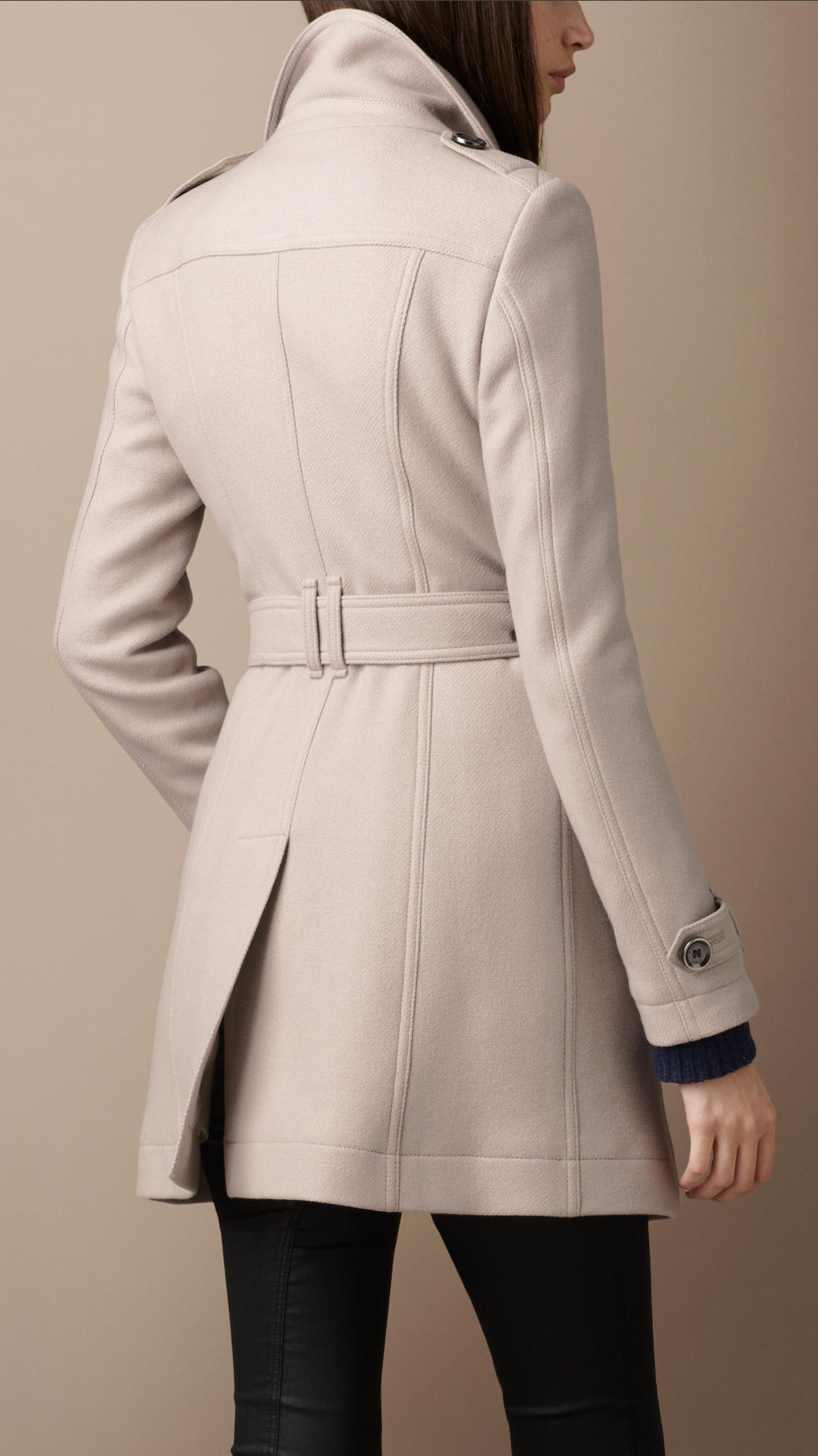 Burberry Brit Funnel Neck Wool Coat in Natural | Lyst