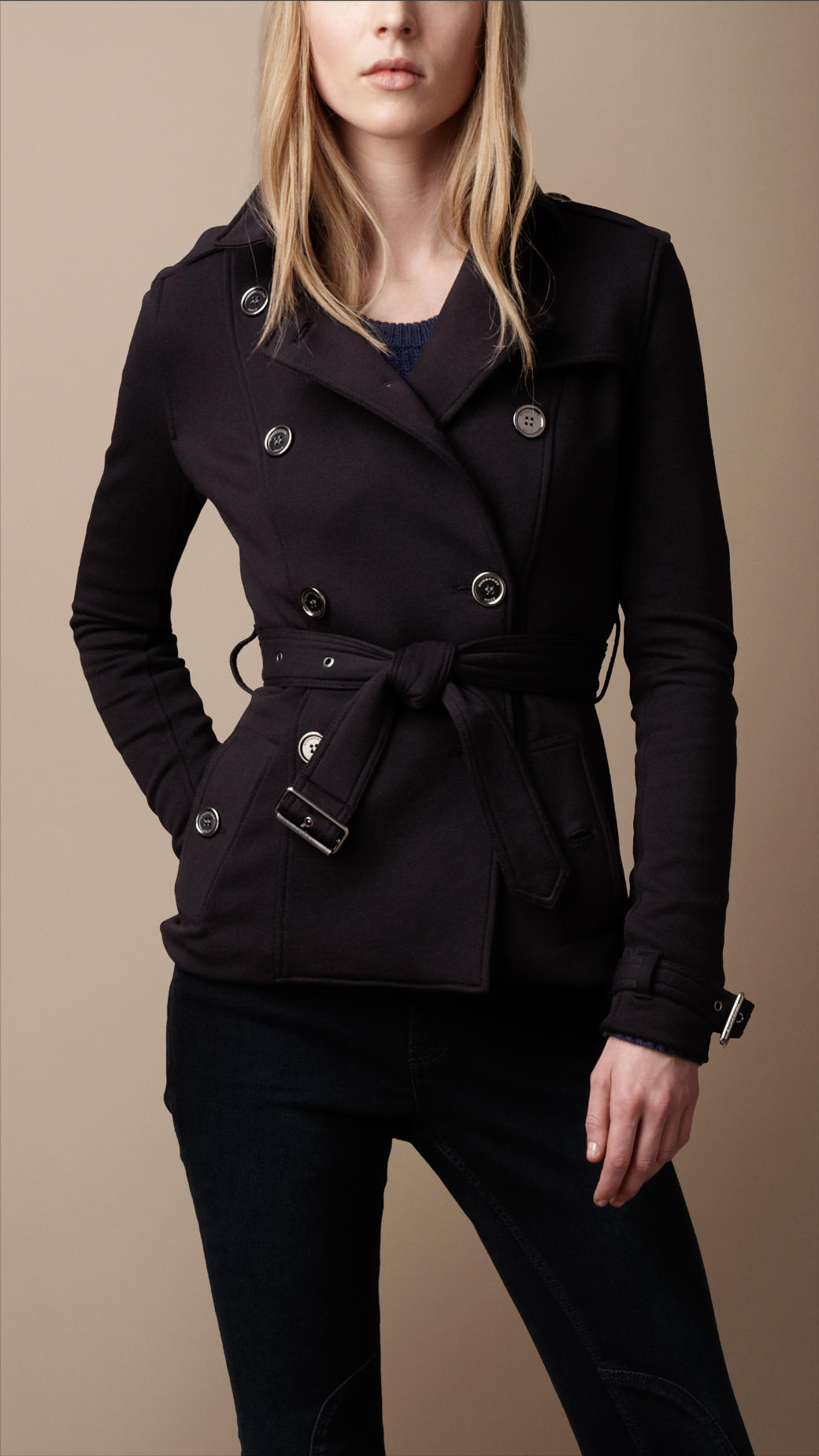 Lyst Burberry brit Short Stretch Trench Coat in Black