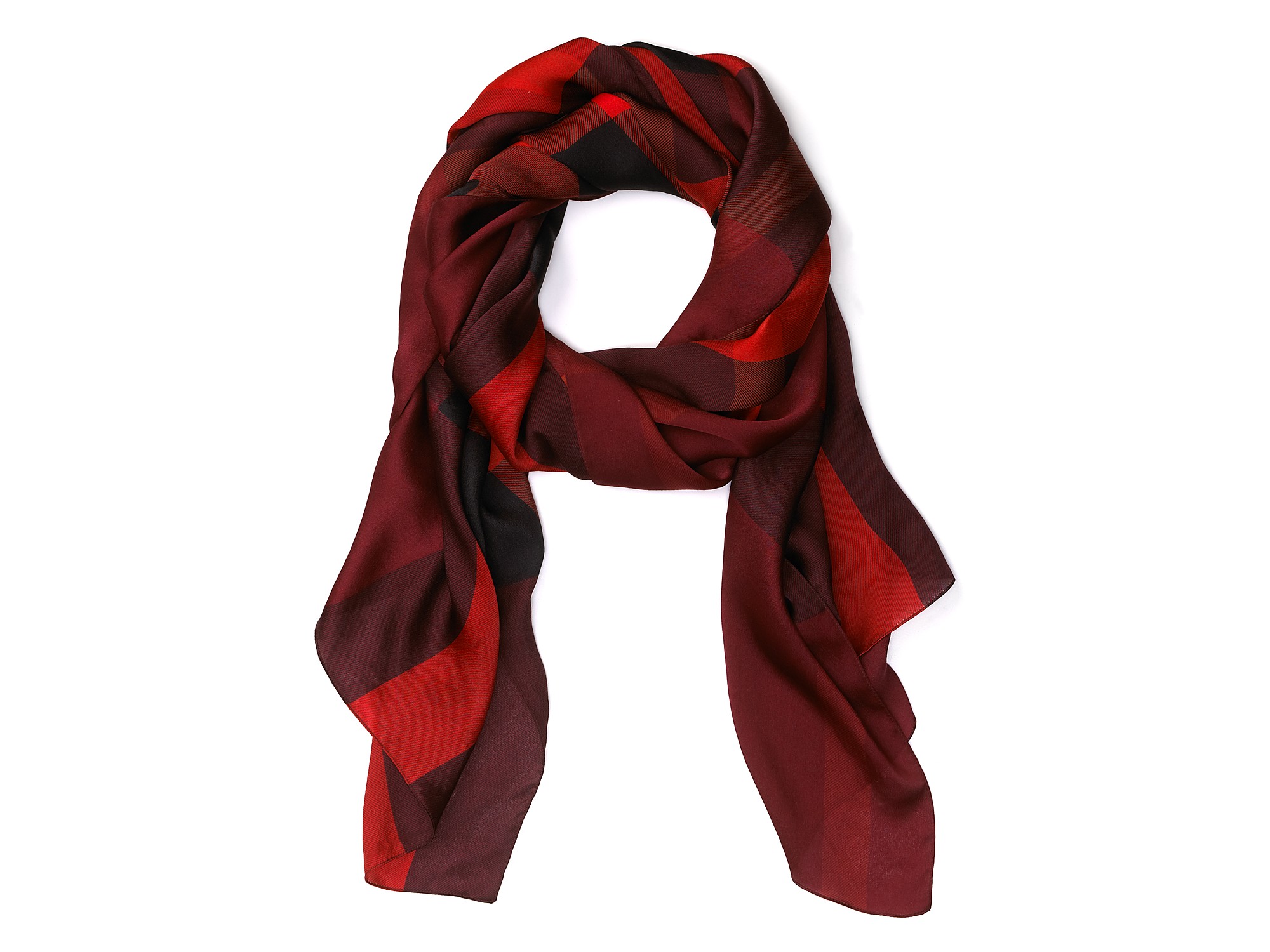 Burberry Mega Check Satin Silk Scarf in Red Lyst