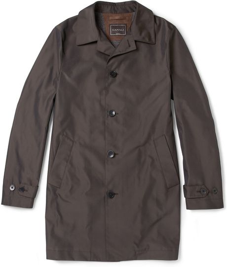 Canali Water Resistant Trench Coat in Brown for Men | Lyst