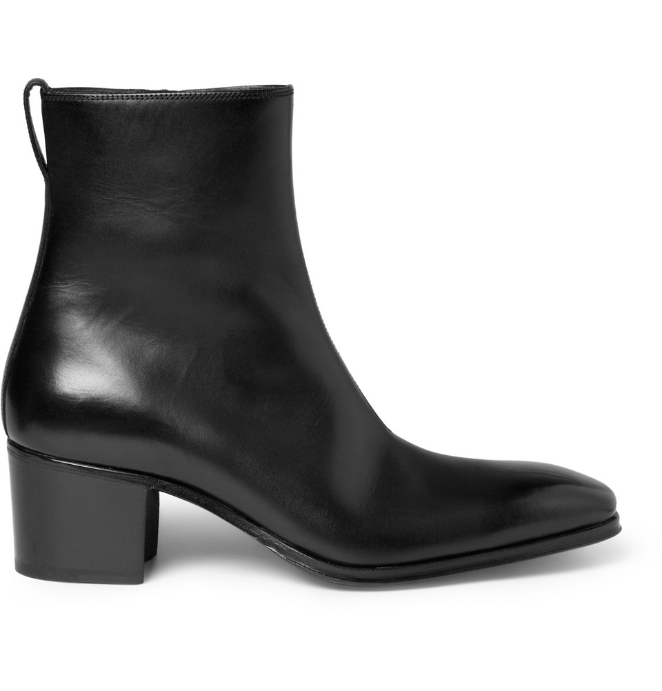 Saint laurent Johnny Leather Ankle Boots in Black for Men | Lyst