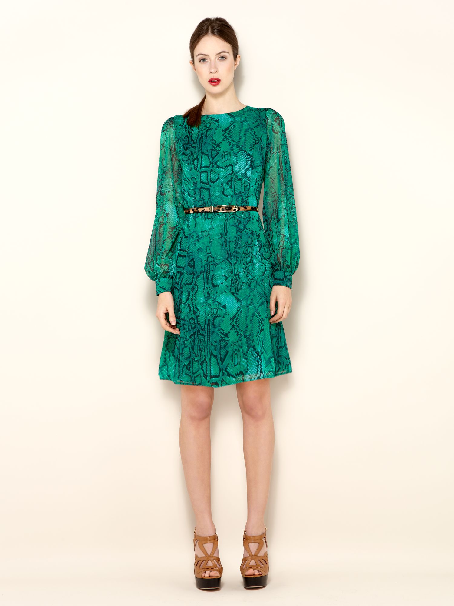 Biba Flirty Snake Print Tunic Dress in Green | Lyst