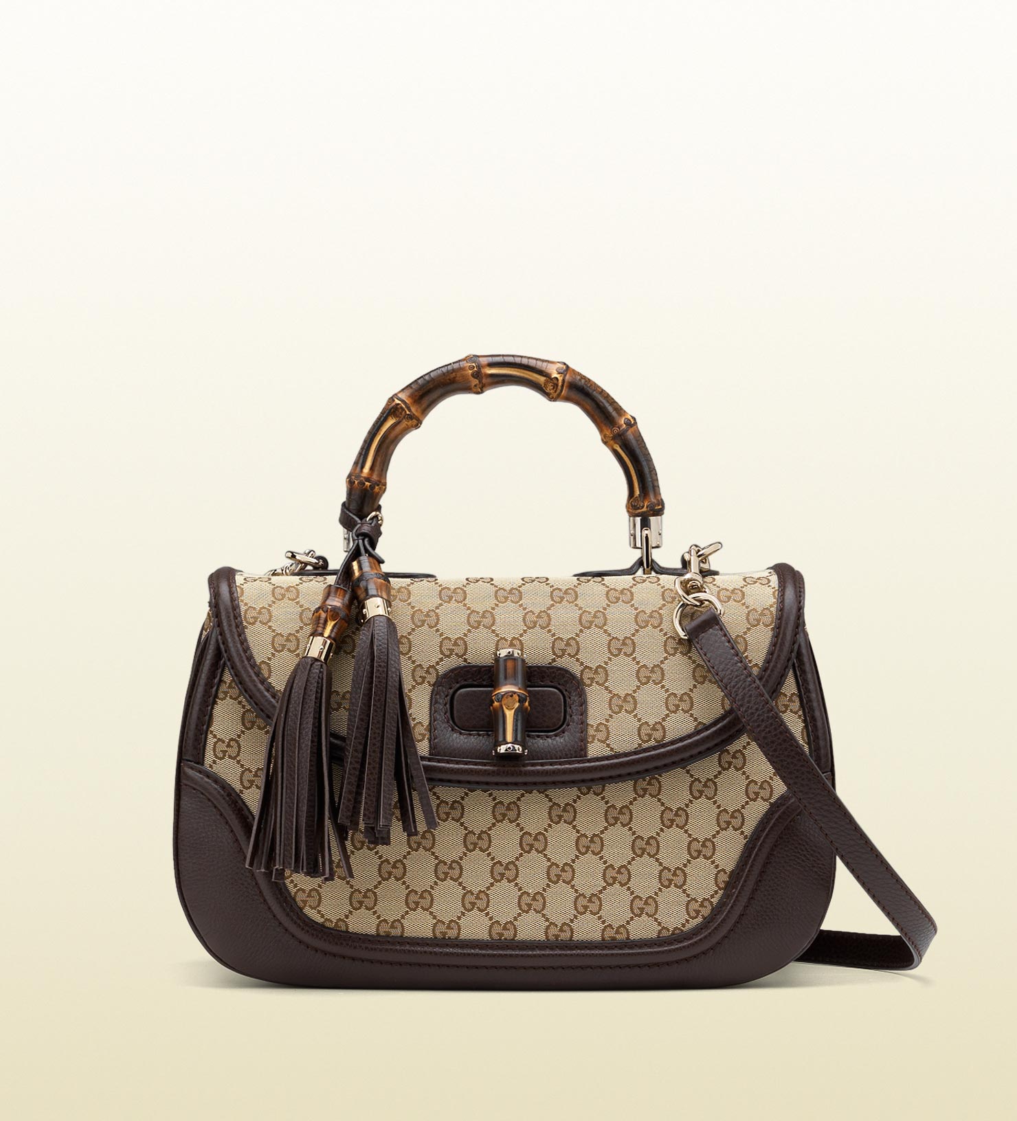 Gucci Black Monogram GG Canvas Indy Gold And Bamboo Hardware Available For  Immediate Sale At Sotheby's