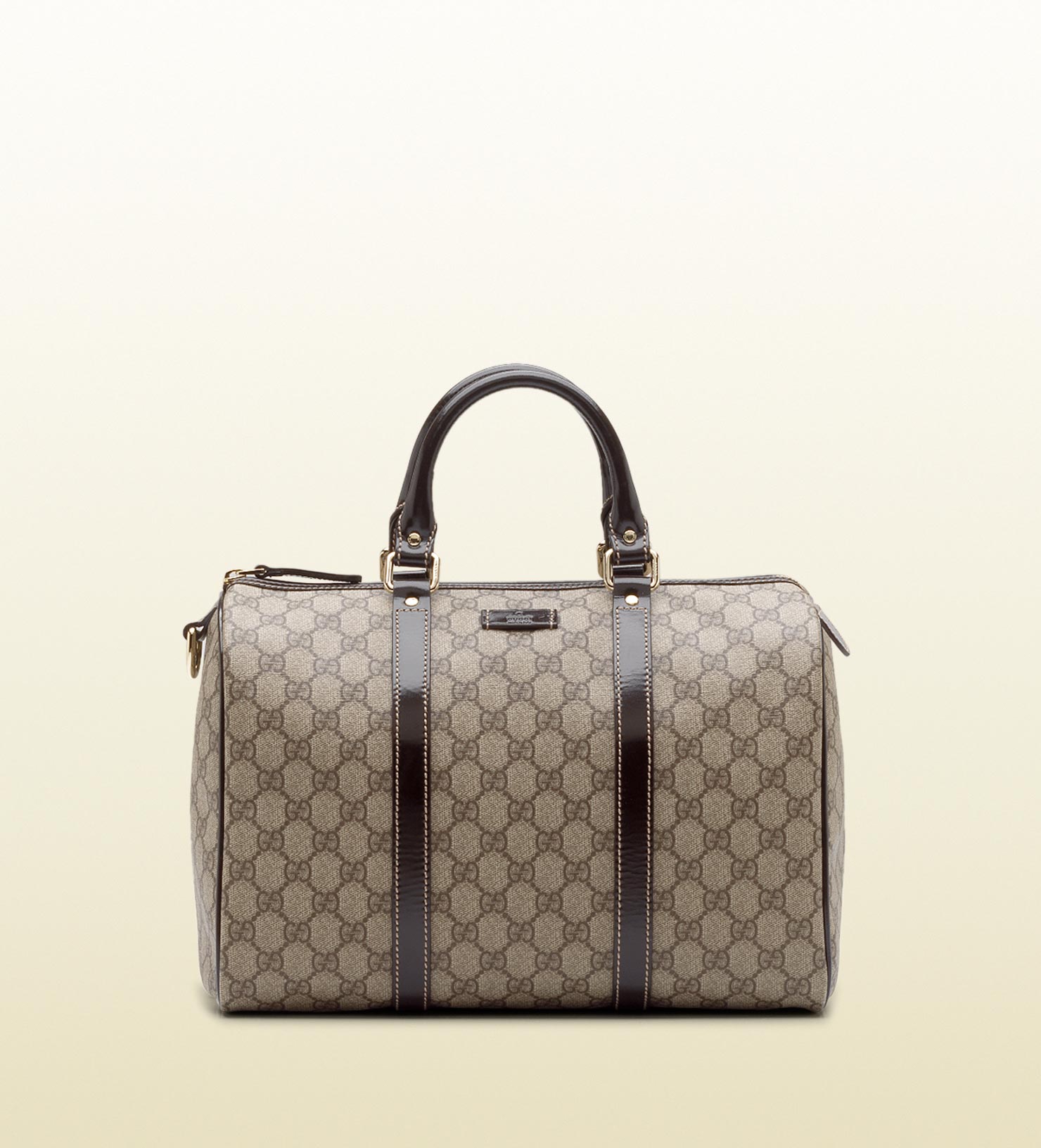 Gucci Beige Gg Plus Joy Patent Detail Boston Bag in Natural - Lyst