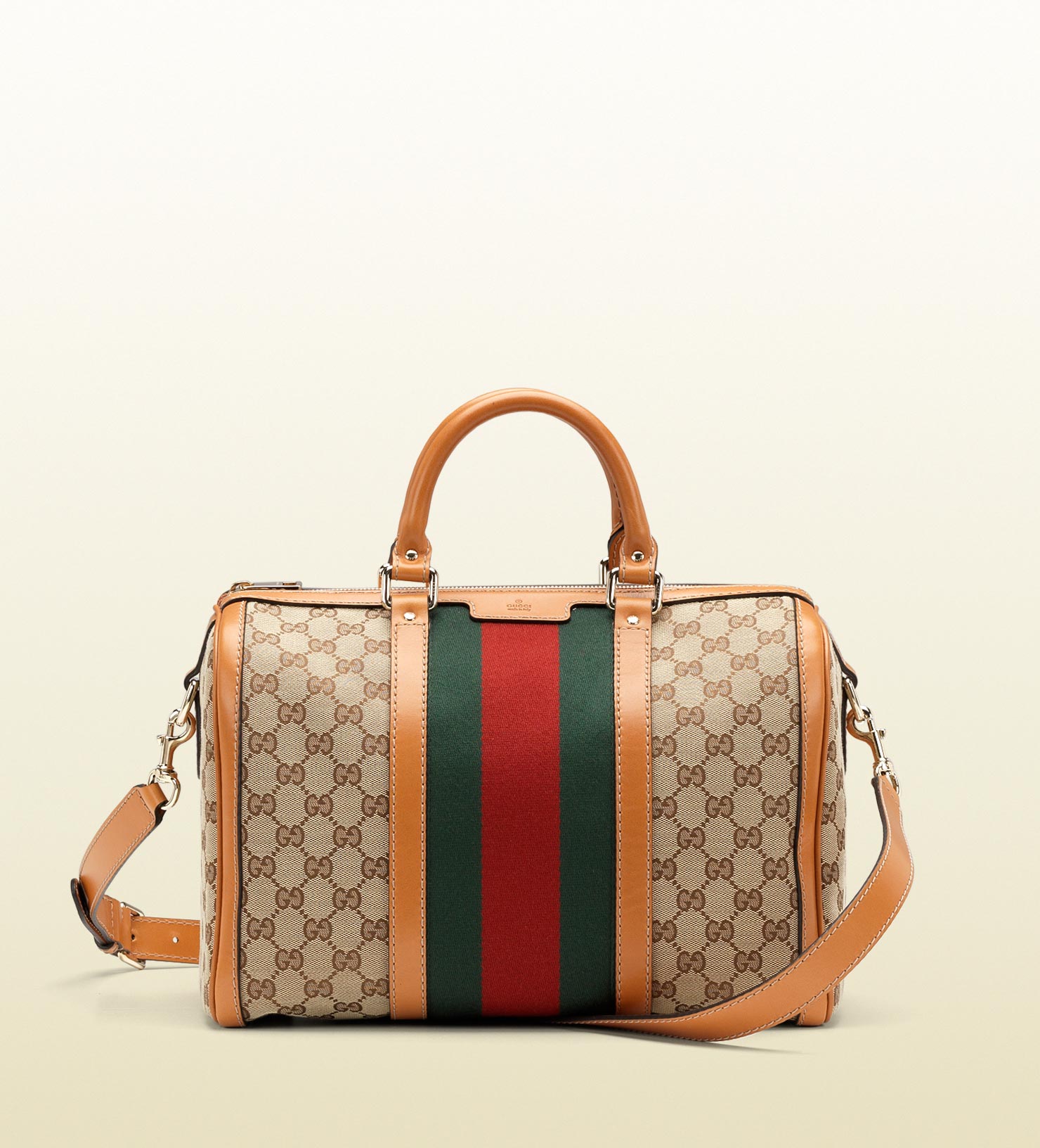 Gucci Vintage Web Boston Bag in Beige (Brown) - Lyst