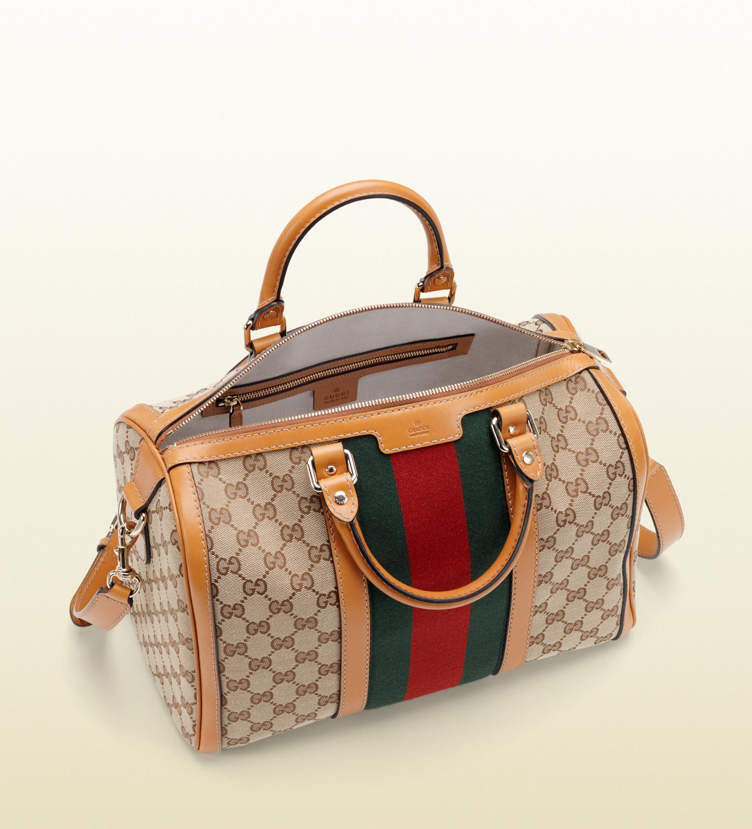 Gucci Vintage Web Boston Bag in Beige (Brown) - Lyst