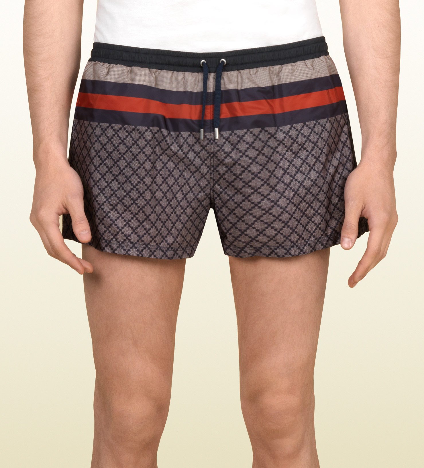 Gucci Web Detail Diamante Swim Shorts in Brown for Men | Lyst