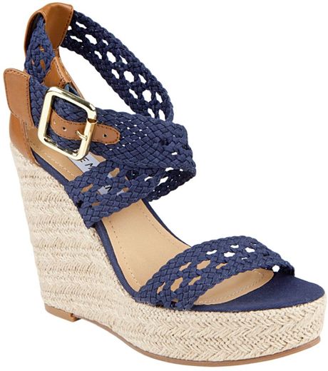 Steve Madden Magestee Wedge Sandals in Blue (navy)