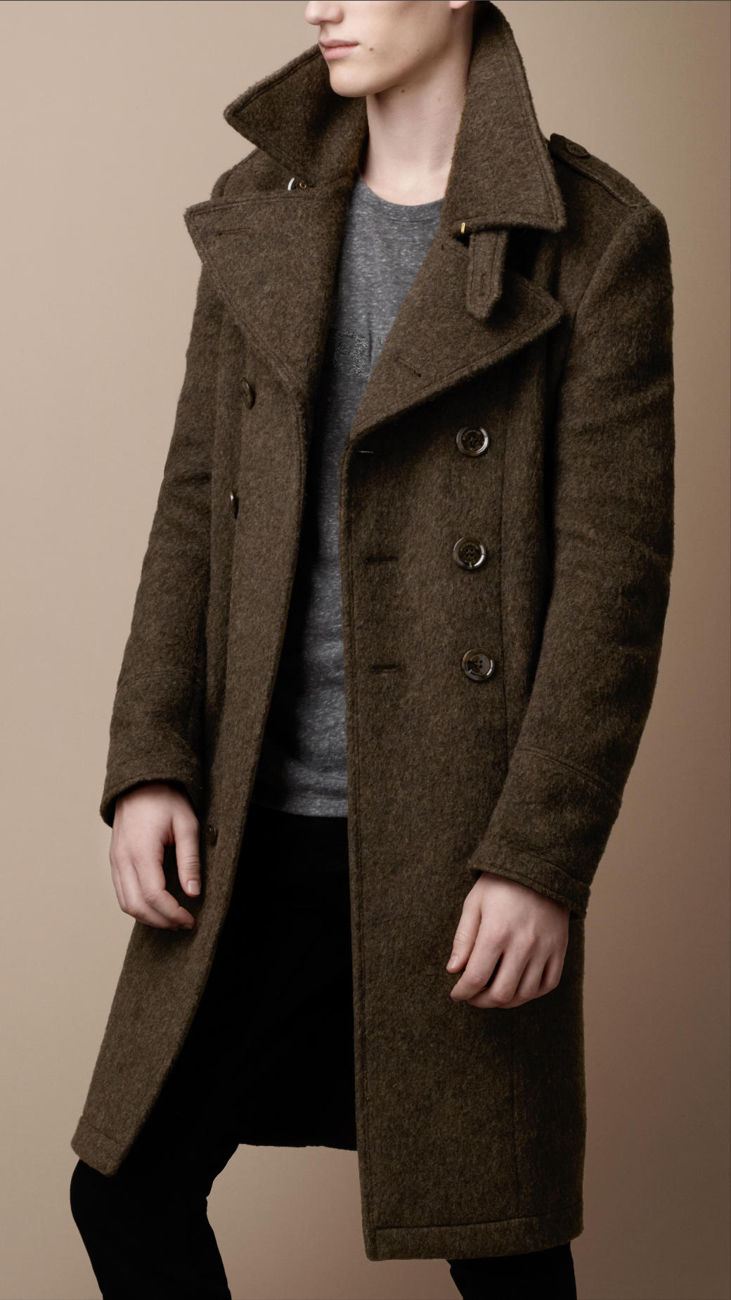 Burberry Brit Wool Blend Military Greatcoat in Green for Men | Lyst UK