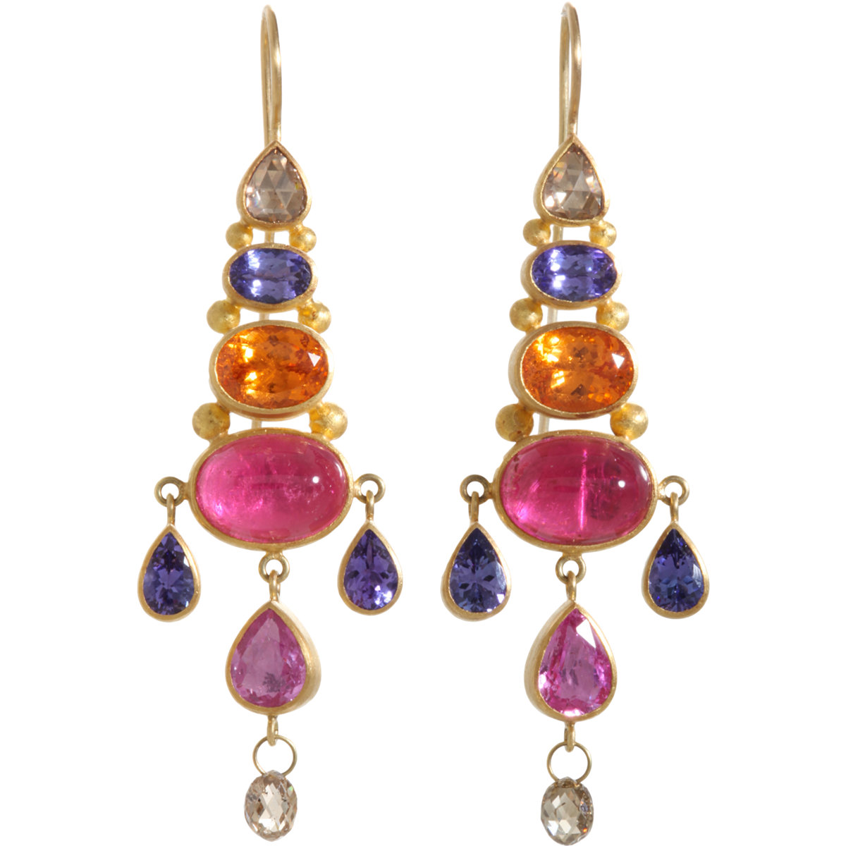 Mallary Marks Brown Diamond Mixed Gemstone Chandelier Earrings In Gallery