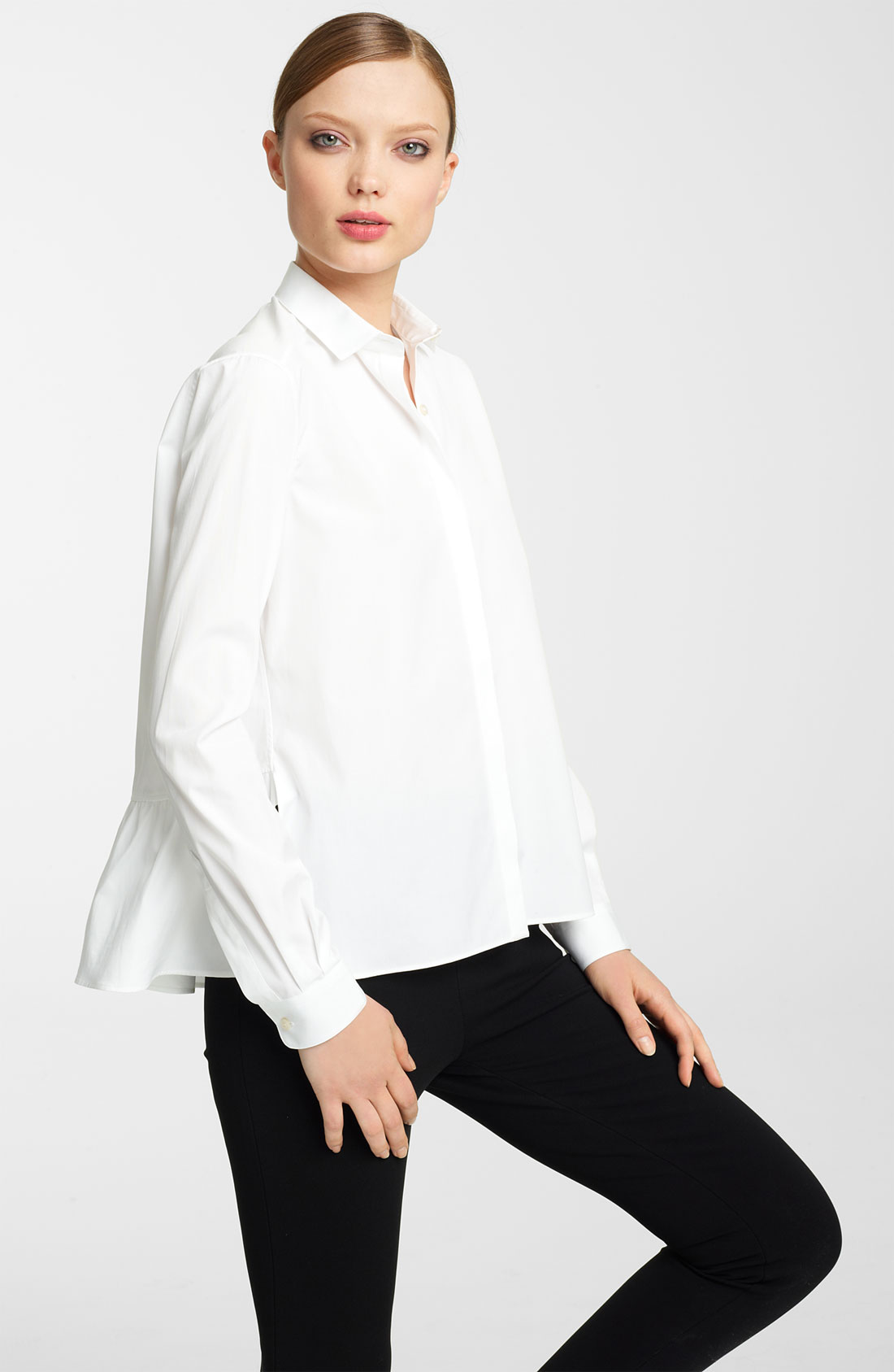 Valentino Poplin Blouse in White | Lyst